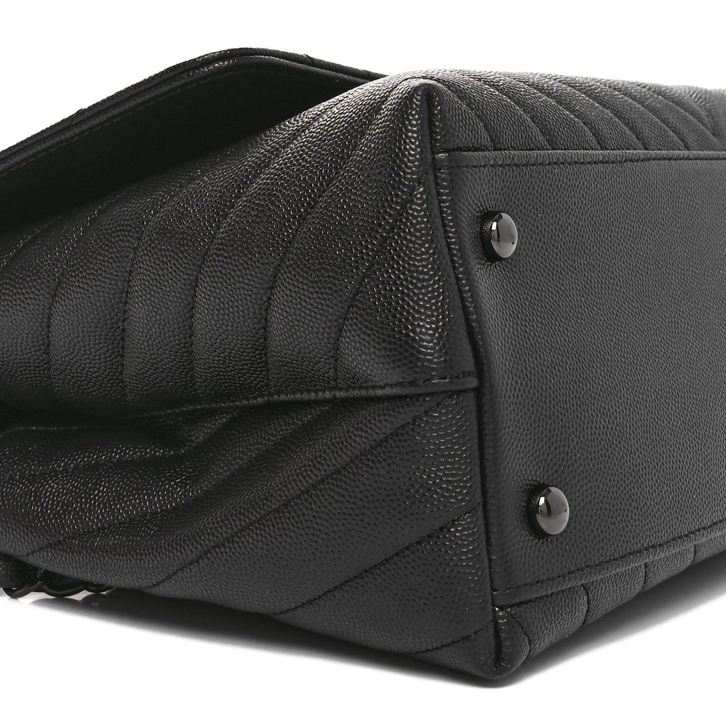 Caviar Chevron Quilted Small Coco Handle Flap So Black