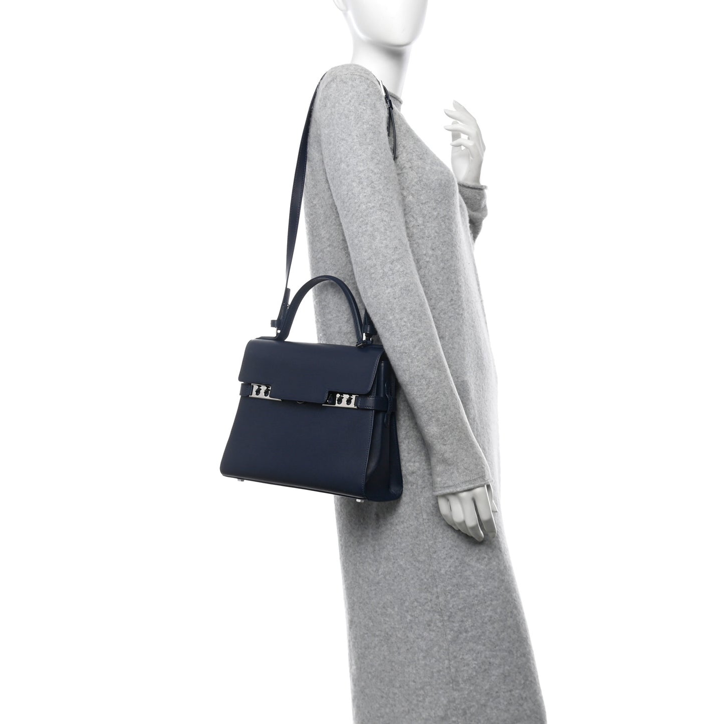 Calfskin MM Tempete Satchel Navy