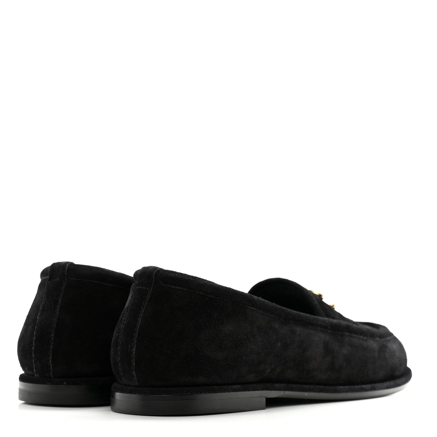 Suede Calfskin CC Loafers 36 Black