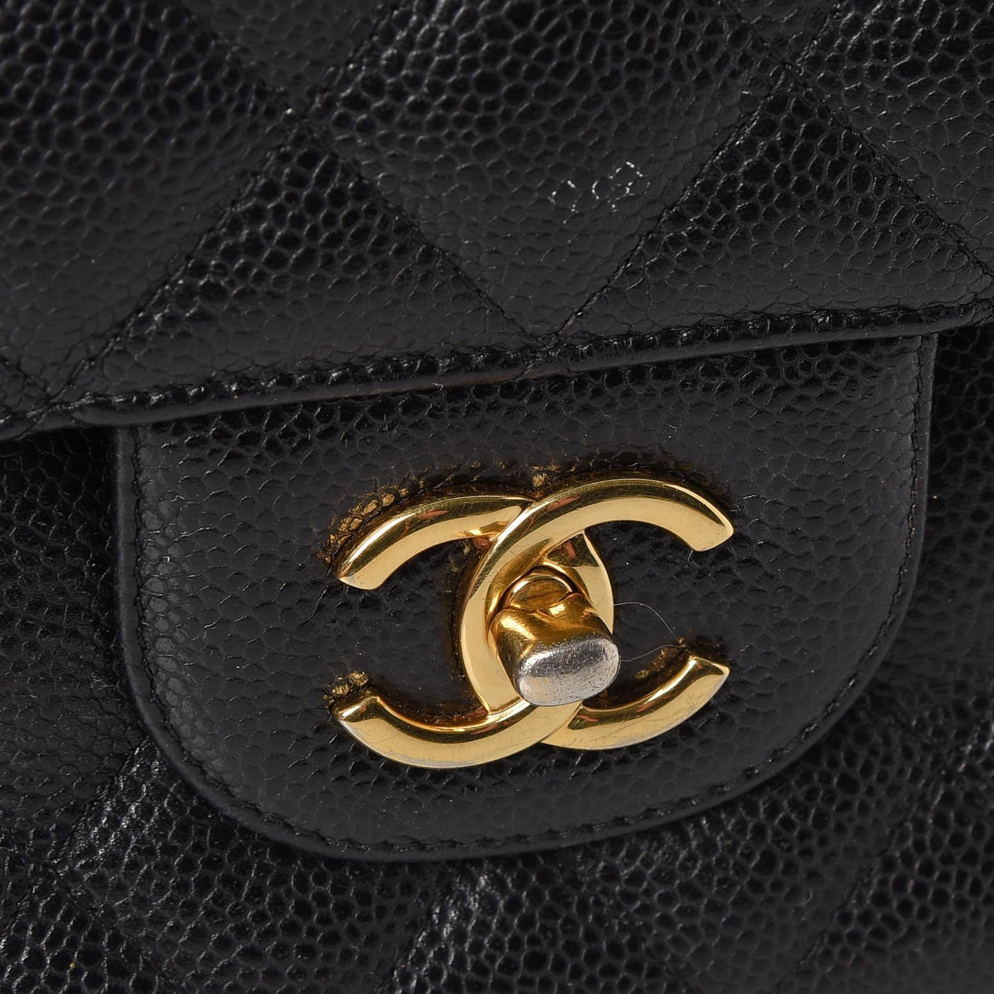 Caviar Quilted Jumbo Double Flap Black