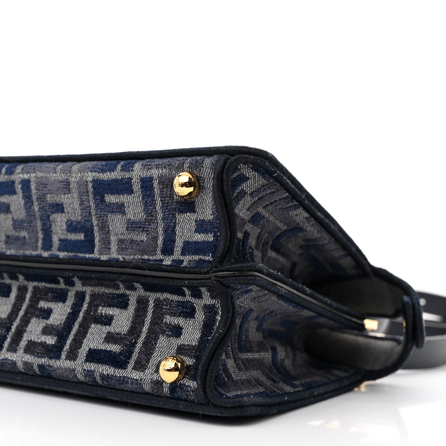 Chenille Vitello Seta FF Small Peekaboo I SEE U Satchel Grigio Blue Notte