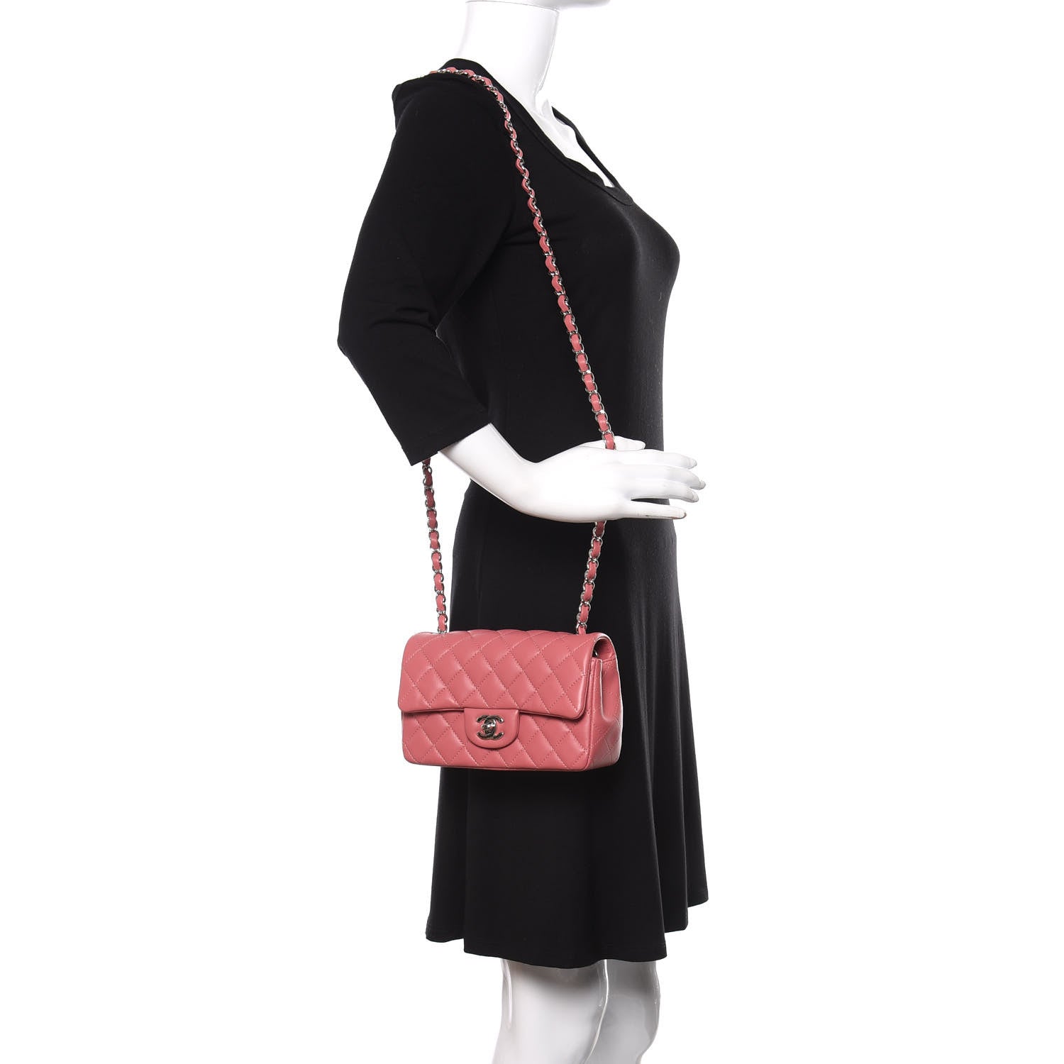 Chanel Lambskin Quilted Mini Rectangular Flap Pink 2 of 11