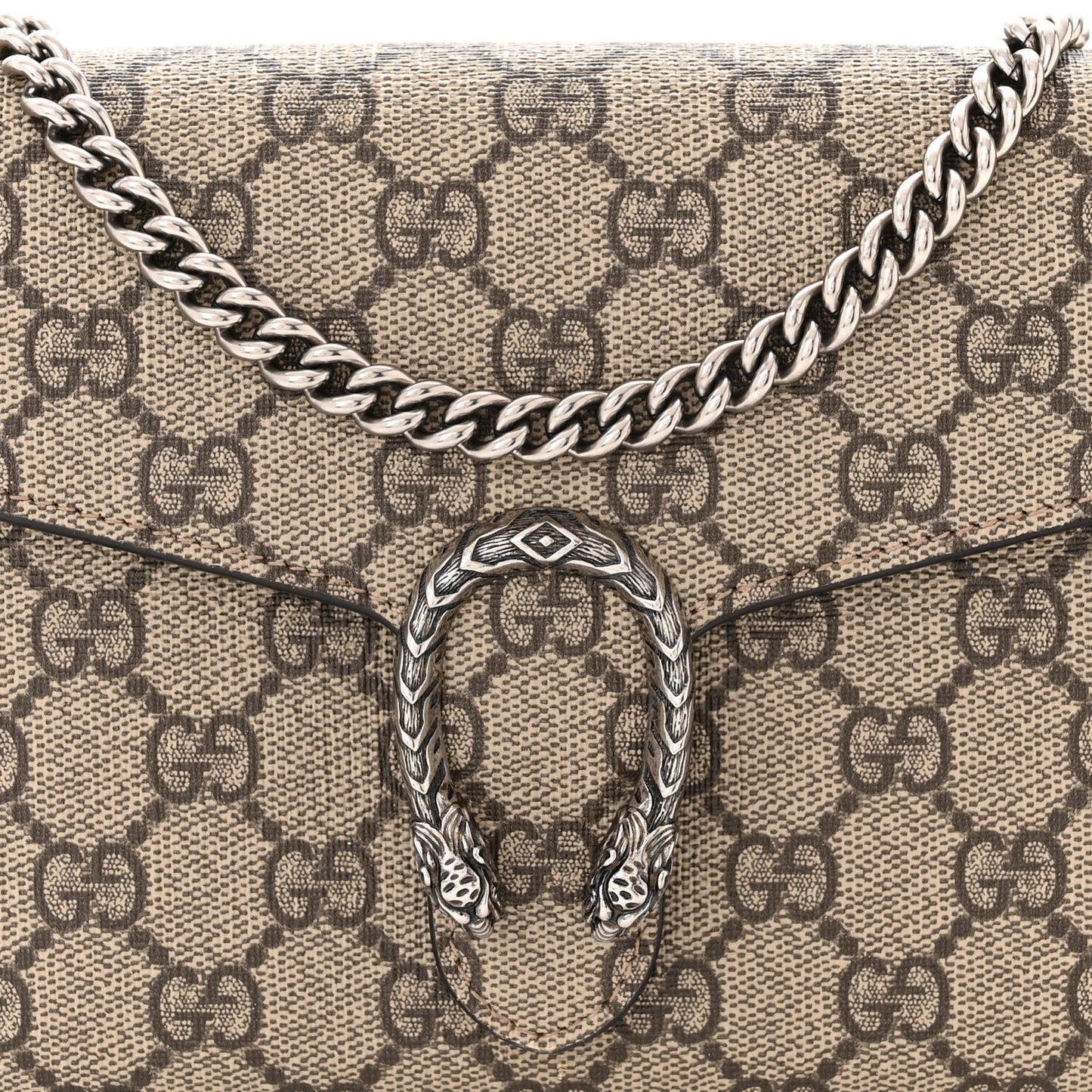 GG Supreme Monogram Mini Dionysus Chain Wallet Beige Taupe