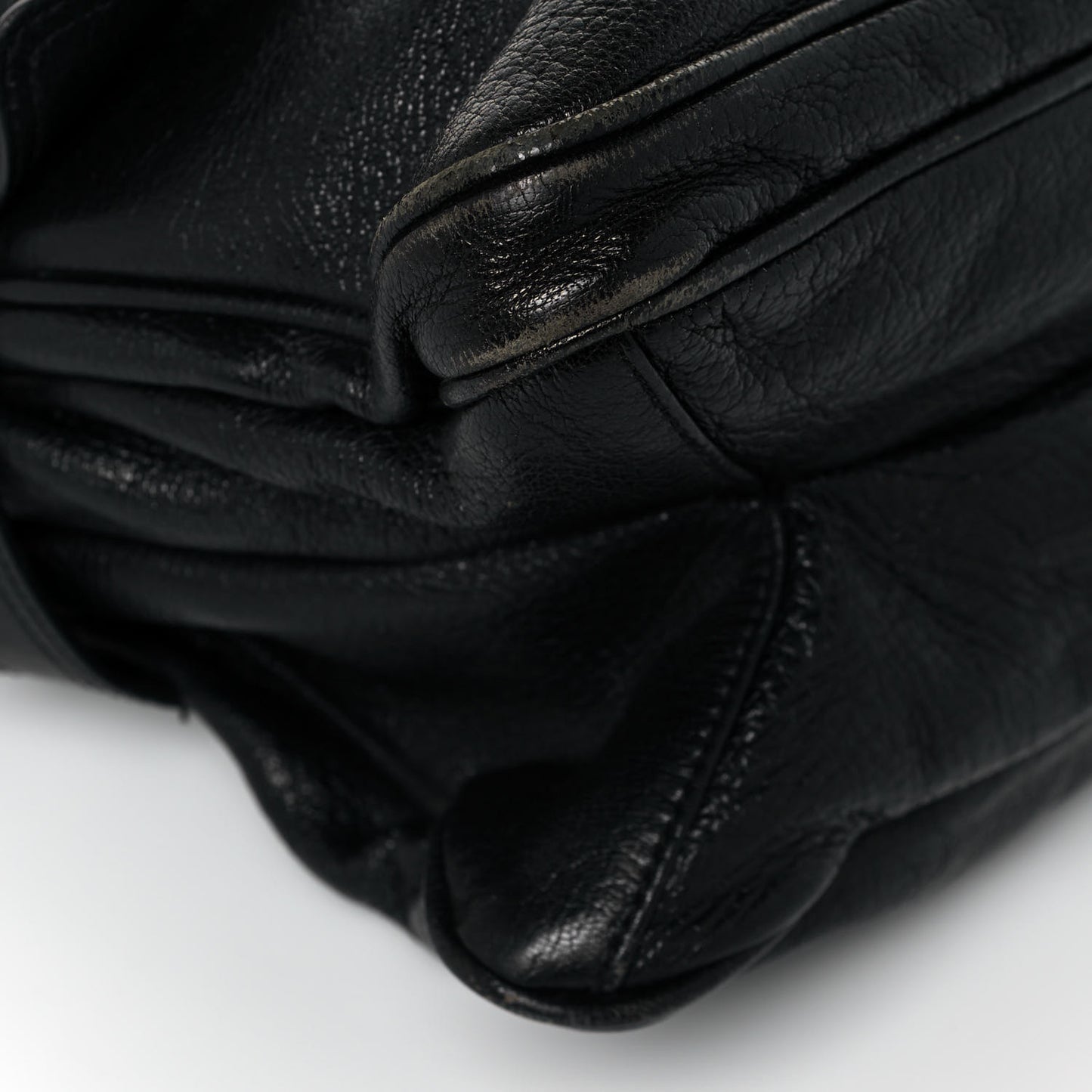 Stone Polished Goatskin Maggie Shoulder Bag Black