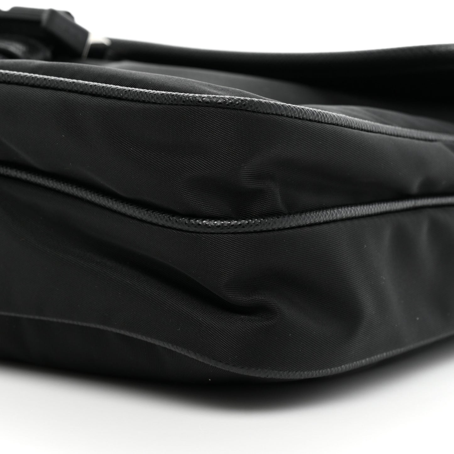 Re-Nylon Saffiano Single Snap Buckle Flap Messenger Bag Black