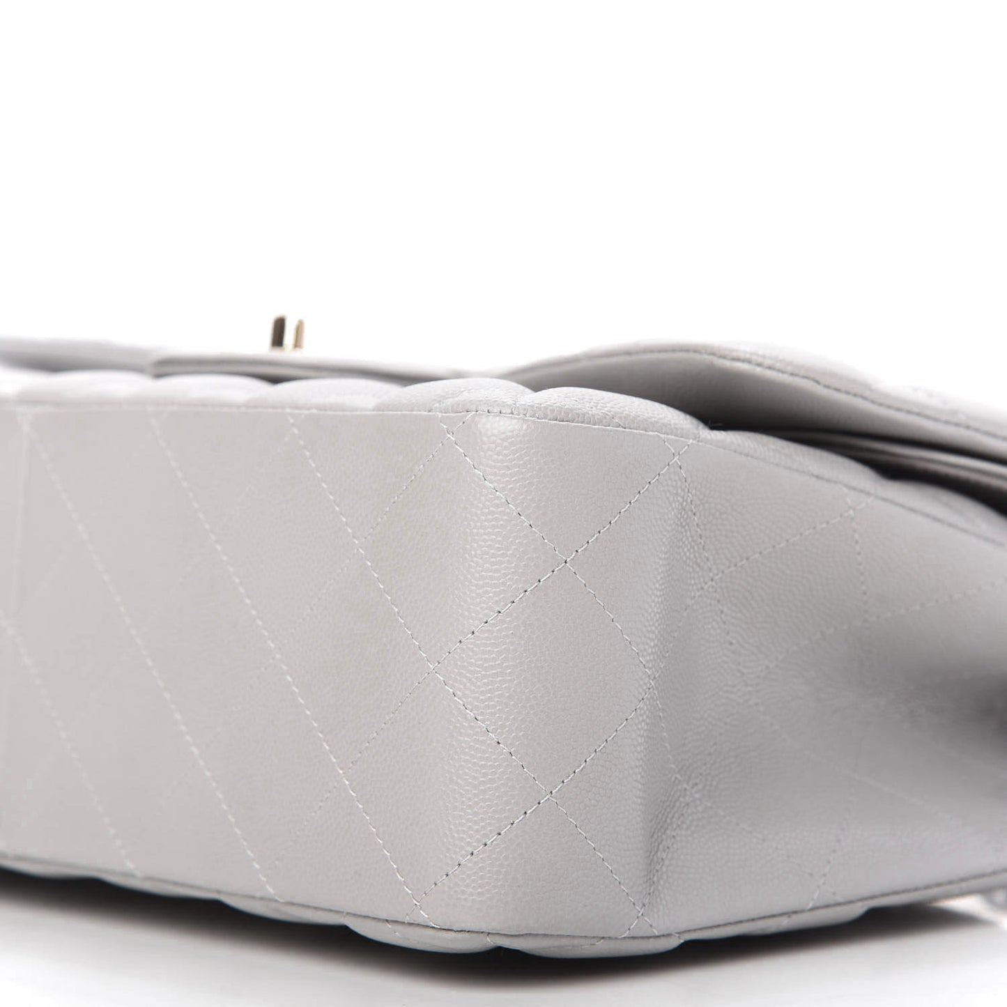 Caviar Quilted Jumbo Double Flap Grey