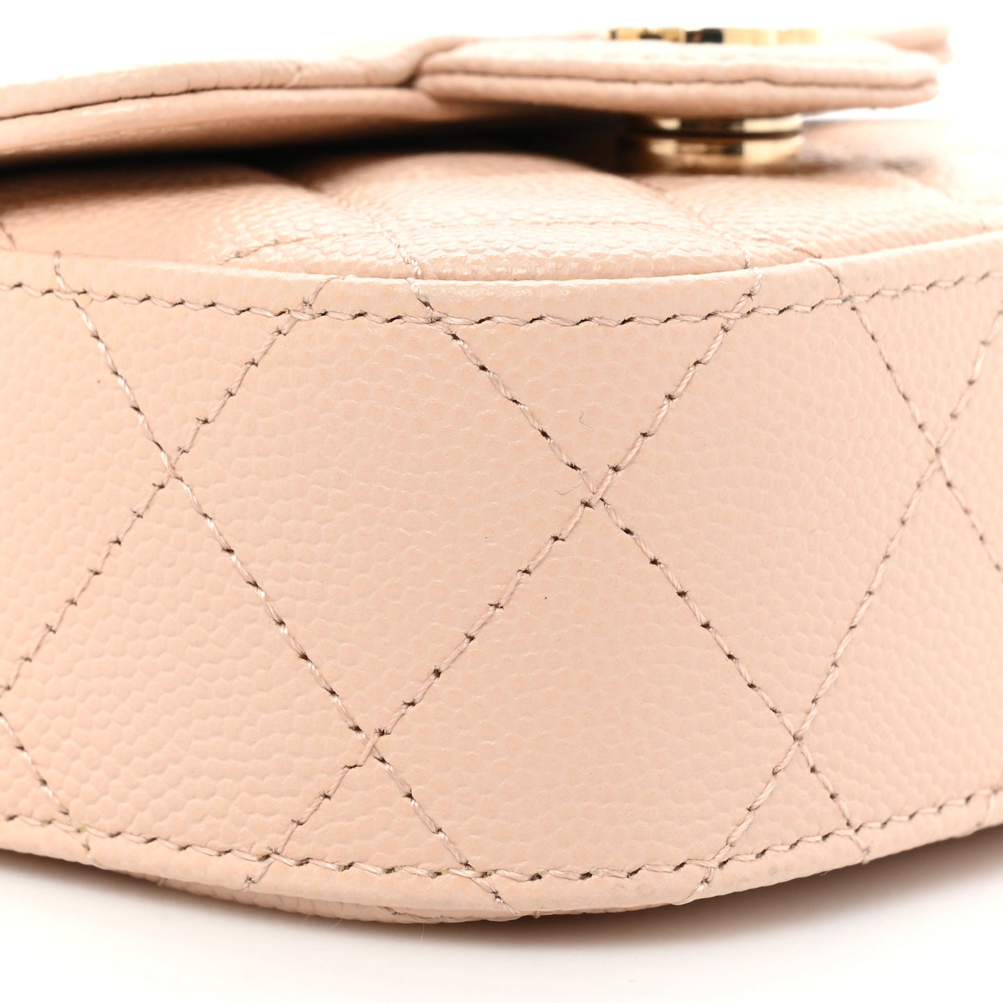 Caviar Quilted Mini Clutch With Chain Light Beige
