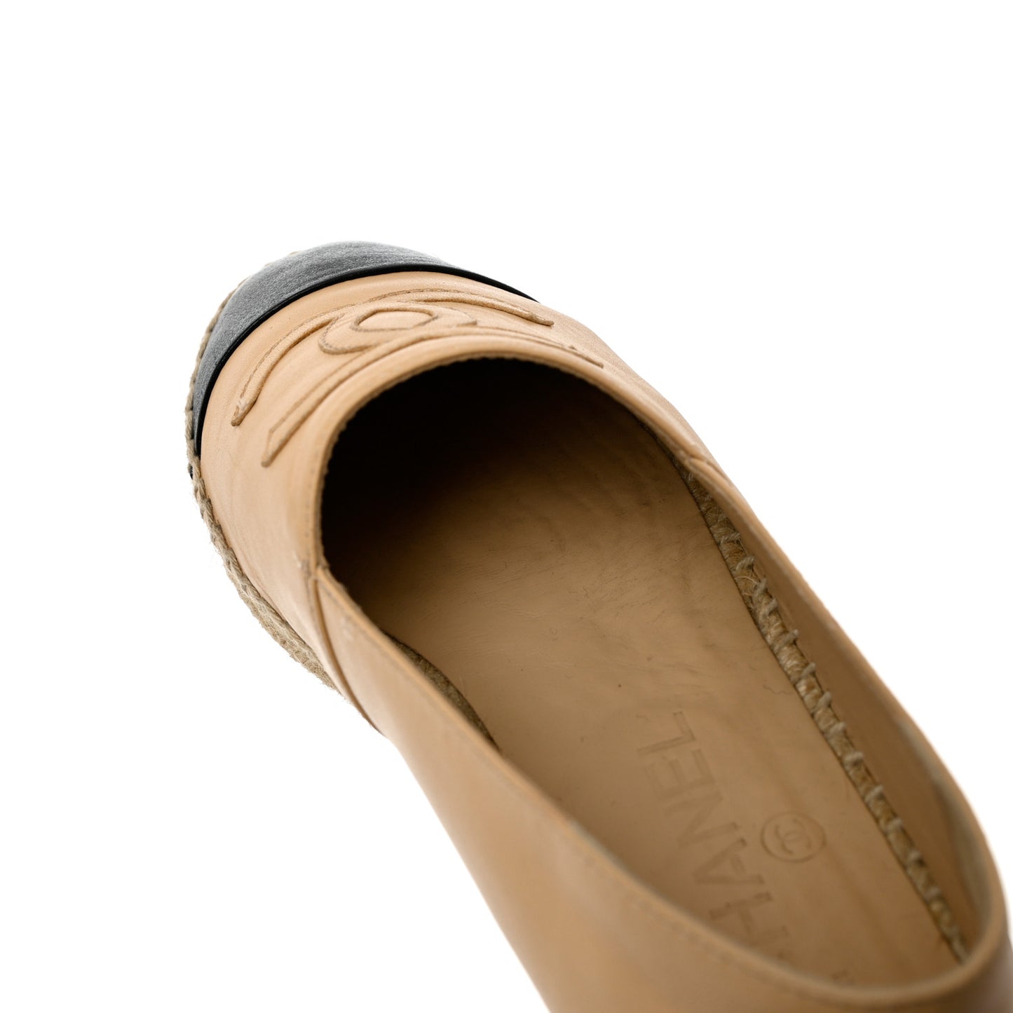 Lambskin CC Espadrilles 36 Beige Black