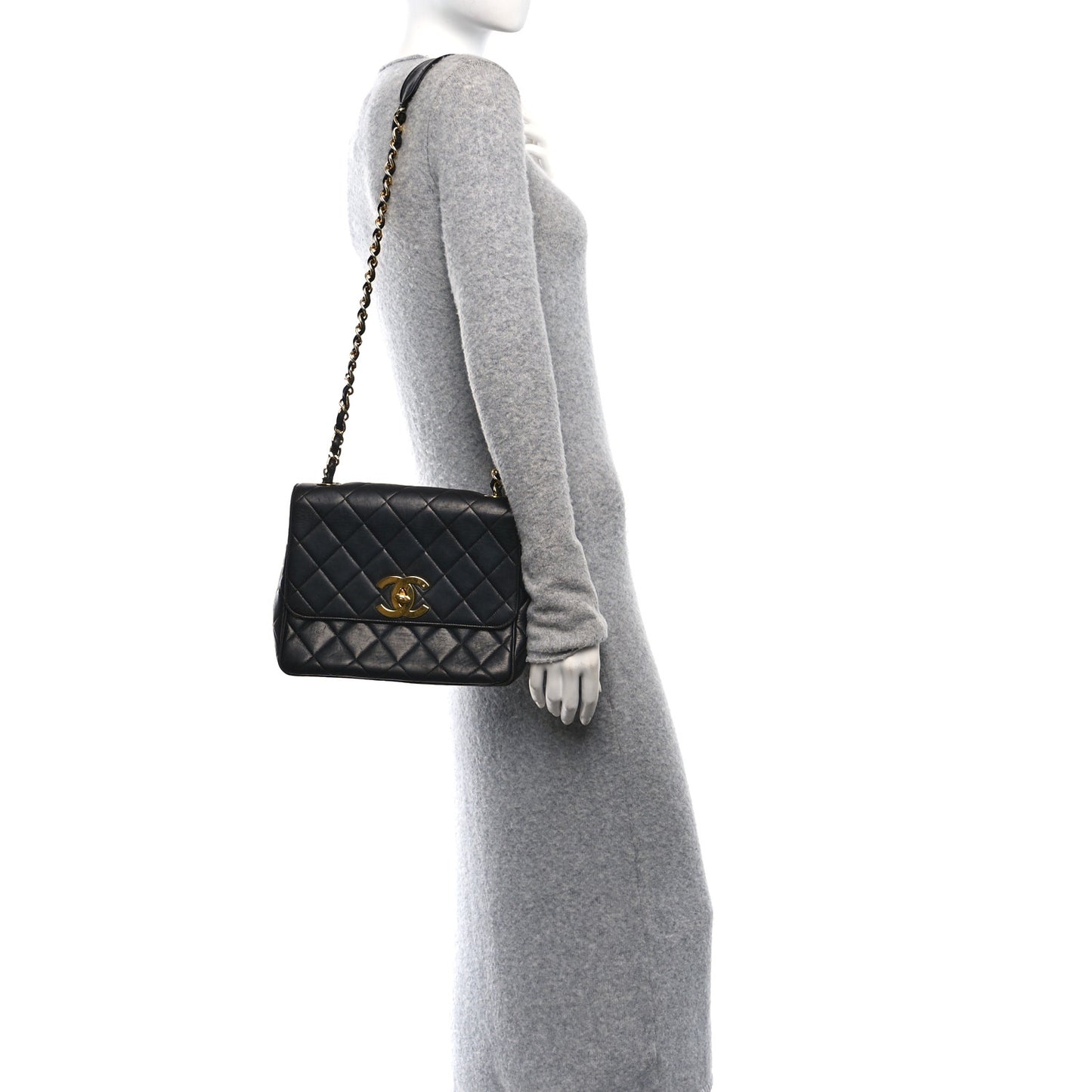 Lambskin Quilted Medium Square Flap Bag Black