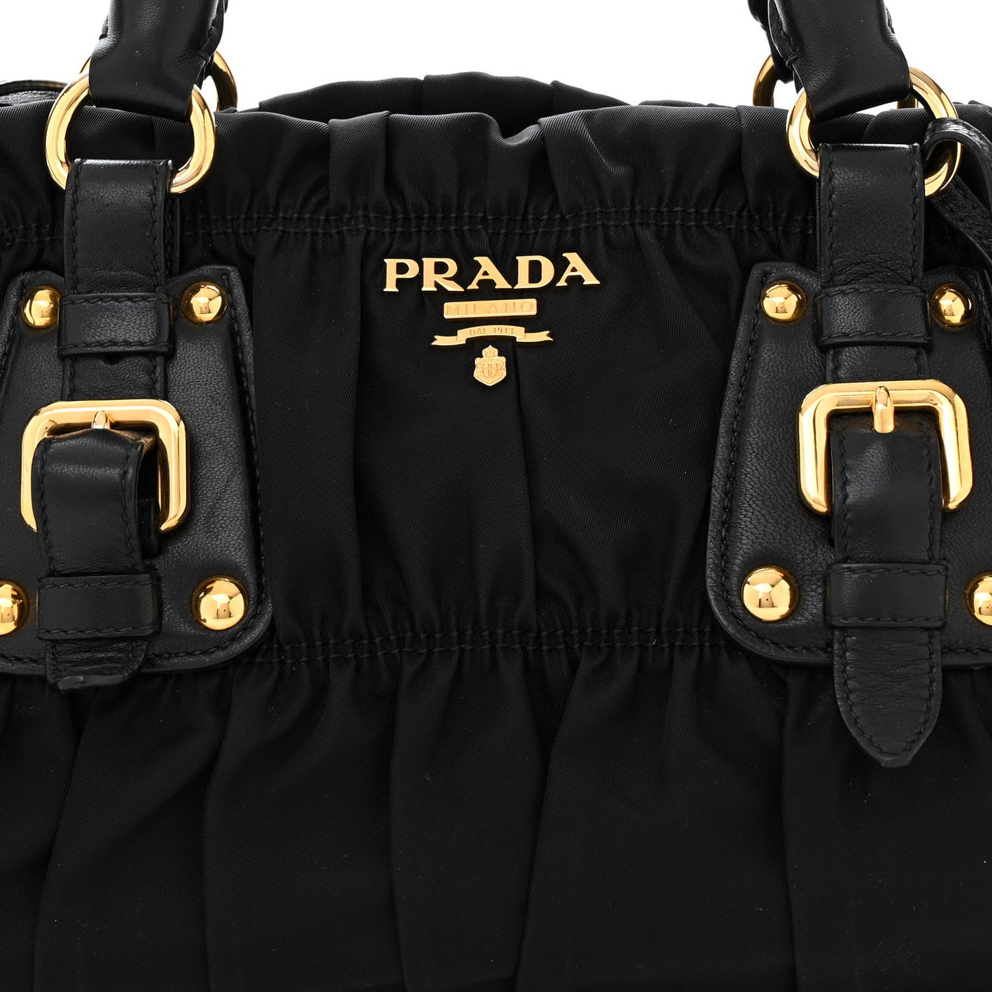 Tessuto Nylon Gaufre Shopping Satchel Black