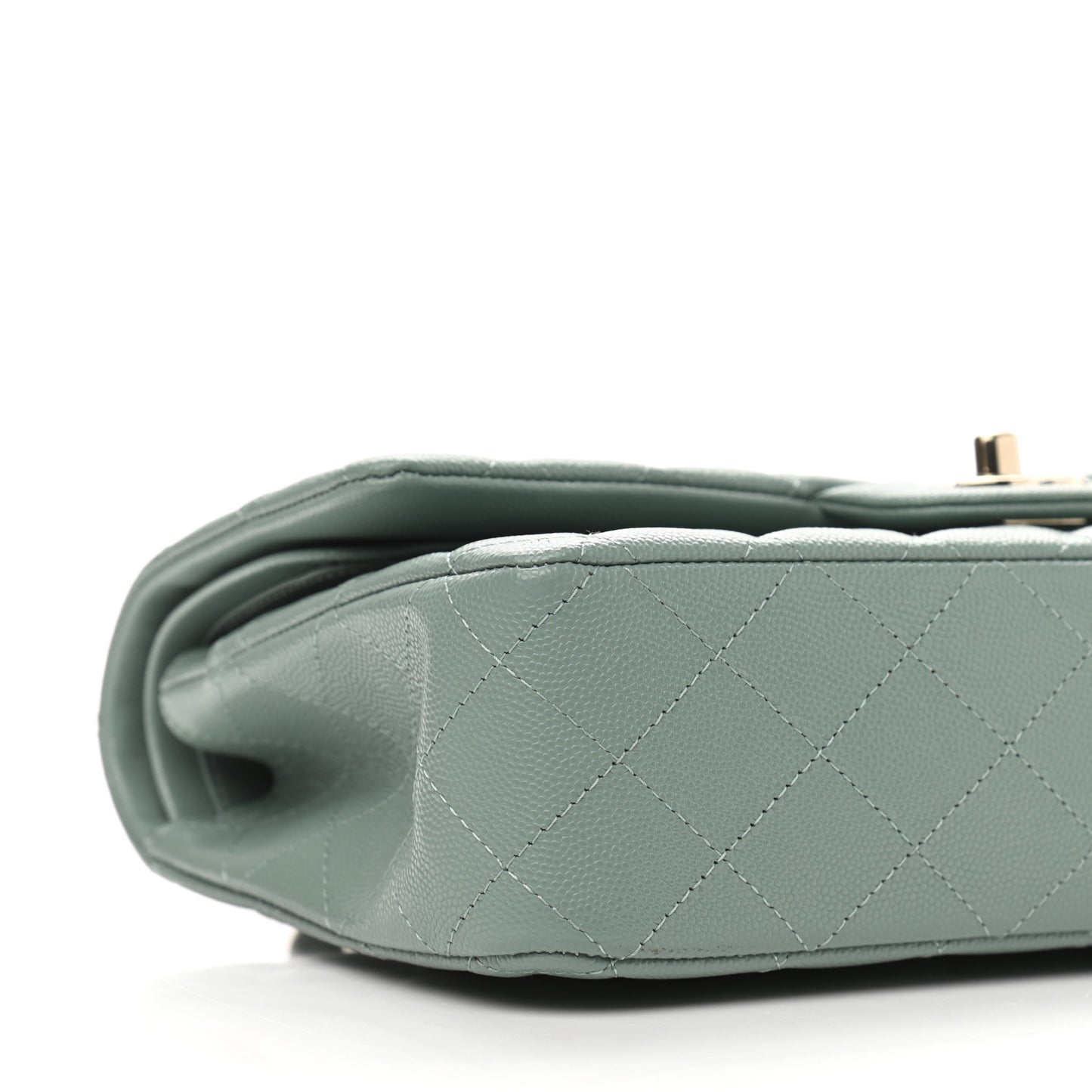 Caviar Quilted Medium Double Flap Green