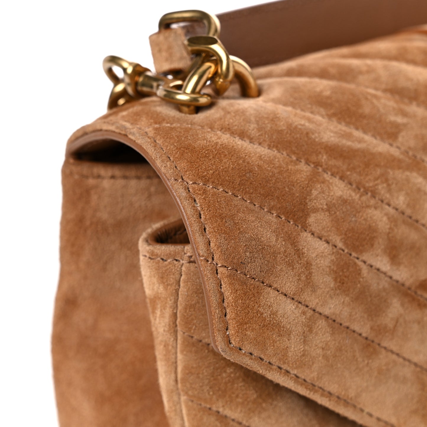 Suede Matelasse Chevron Monogram Medium College Bag Cinnamon