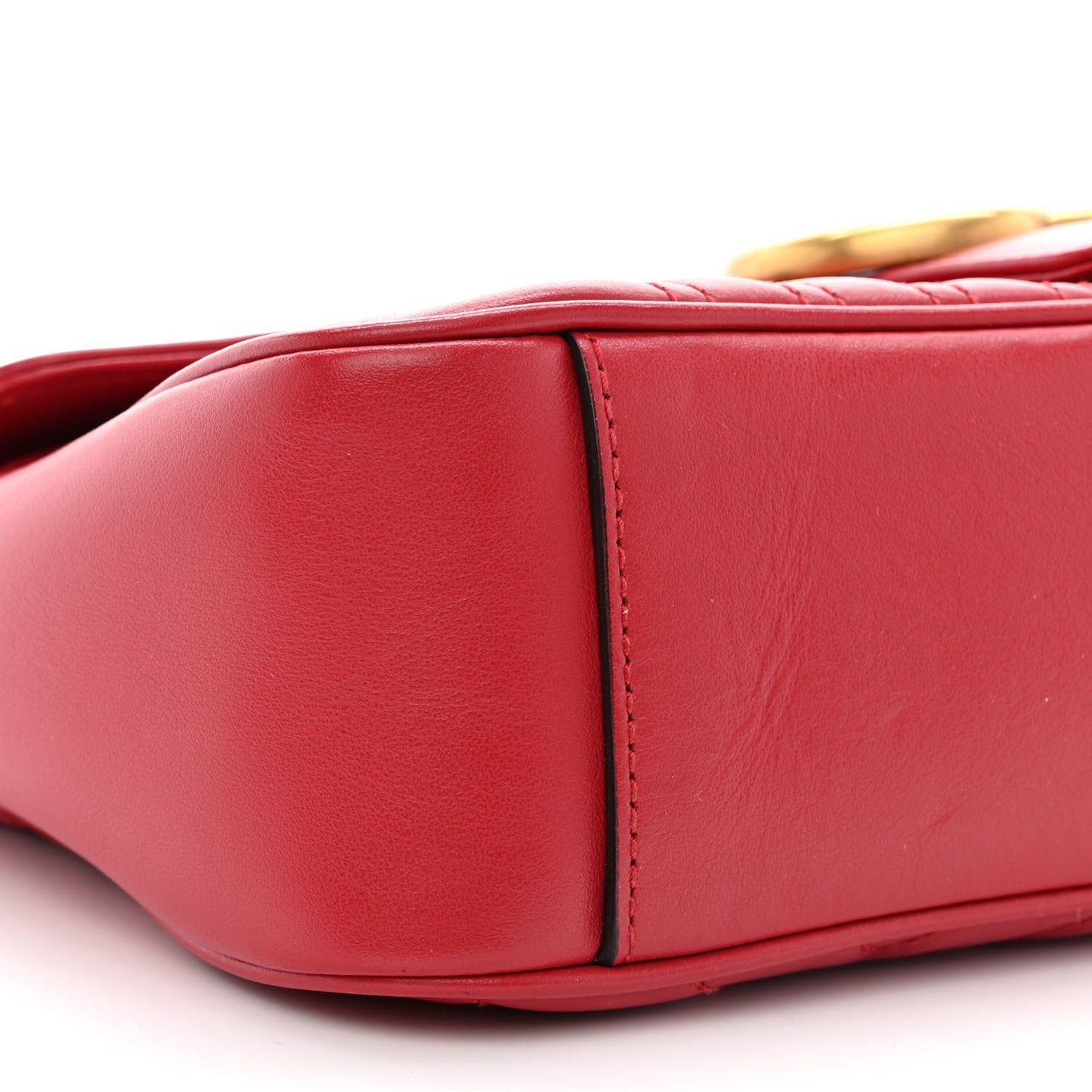 Calfskin Matelasse Small GG Marmont Shoulder Bag Hibiscus Red