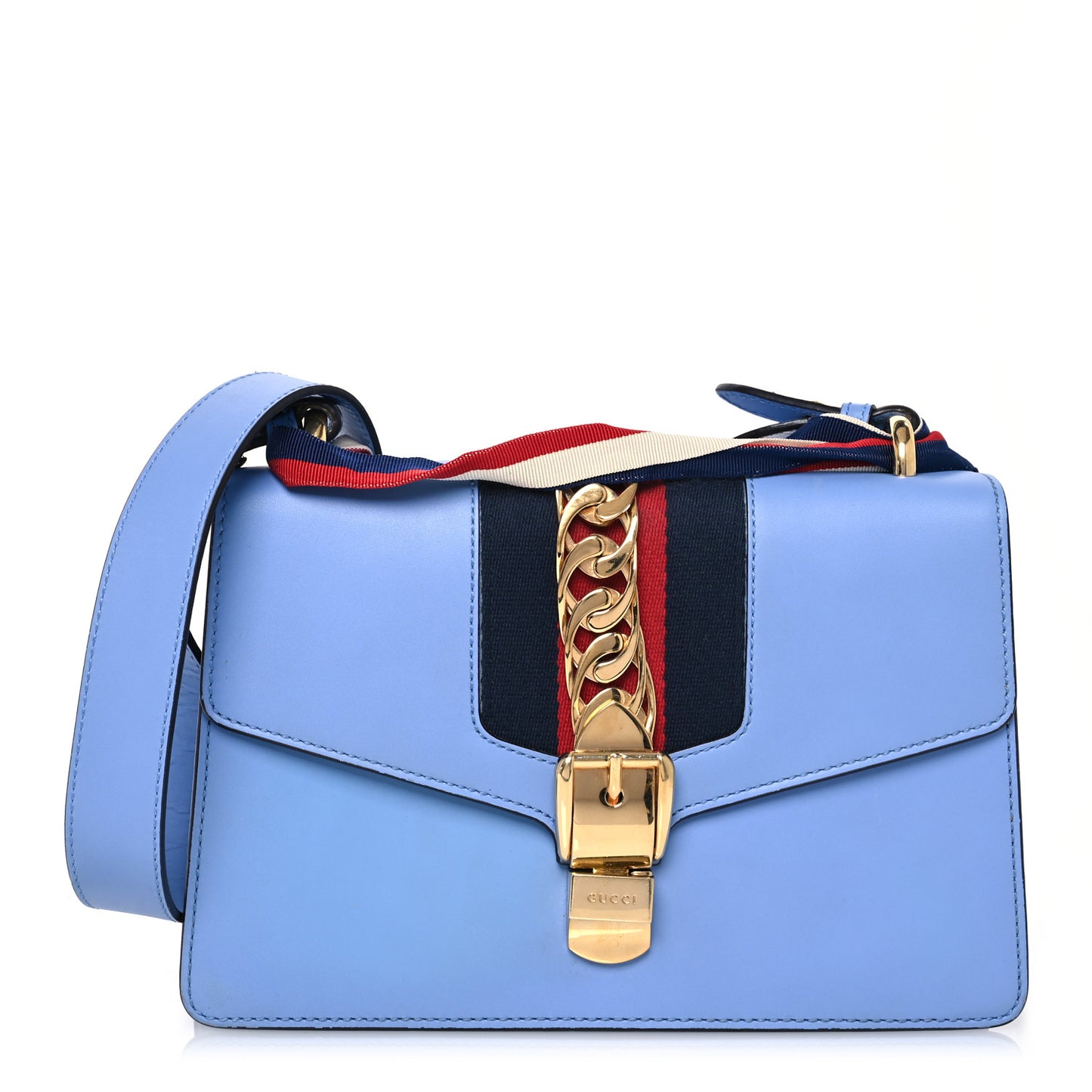 Calfskin Small Sylvie Shoulder Bag Clear Sky Blue