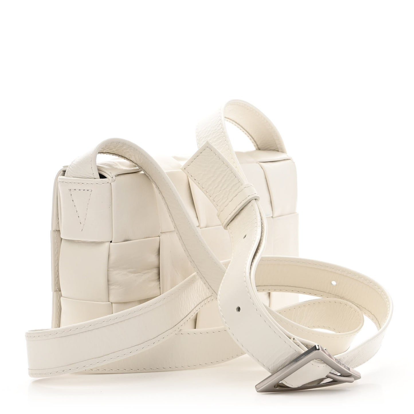 Paper Calfskin Maxi Intreccio Cassette Crossbody Bag White