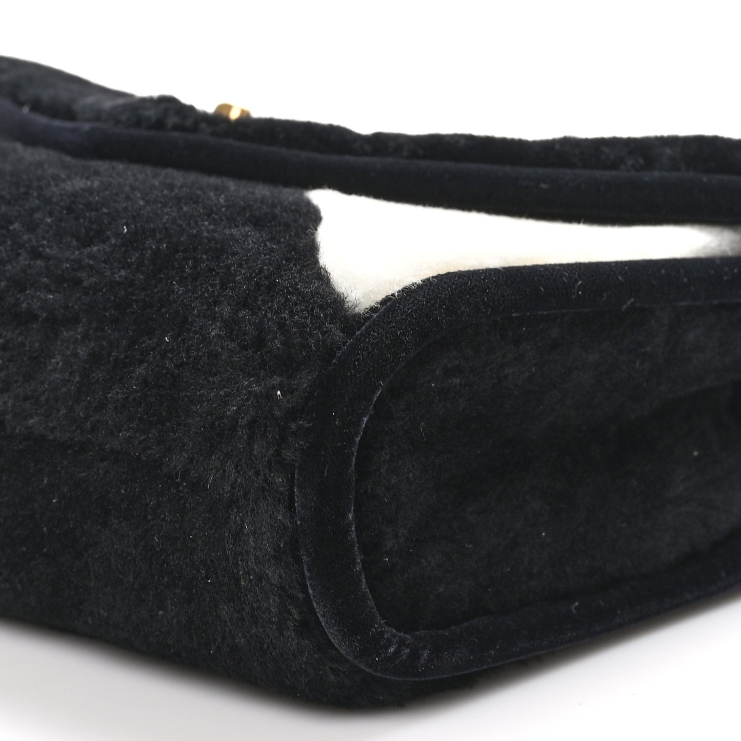 Shearling Checkered Flap Bag Black White