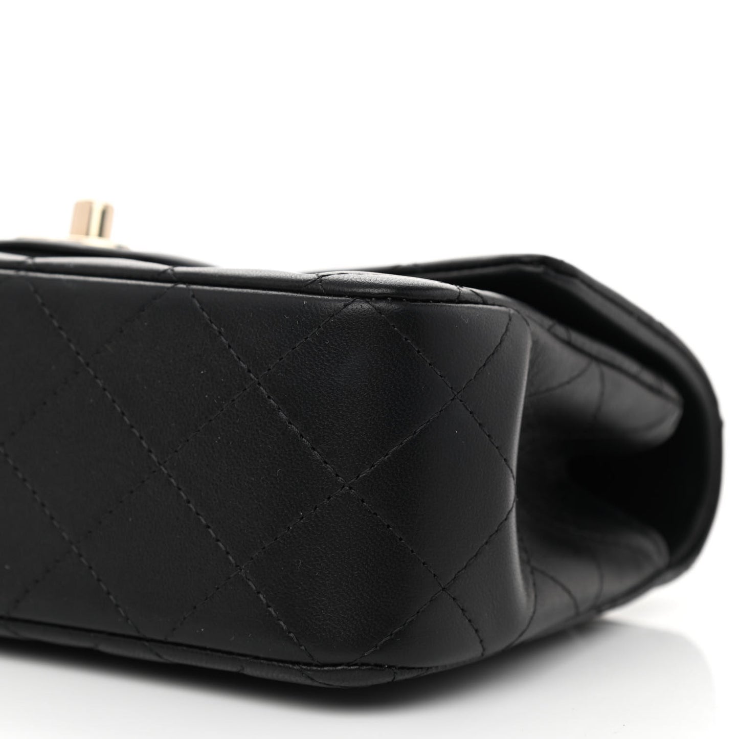 Lambskin Quilted Mini Top Handle Rectangular Flap Black