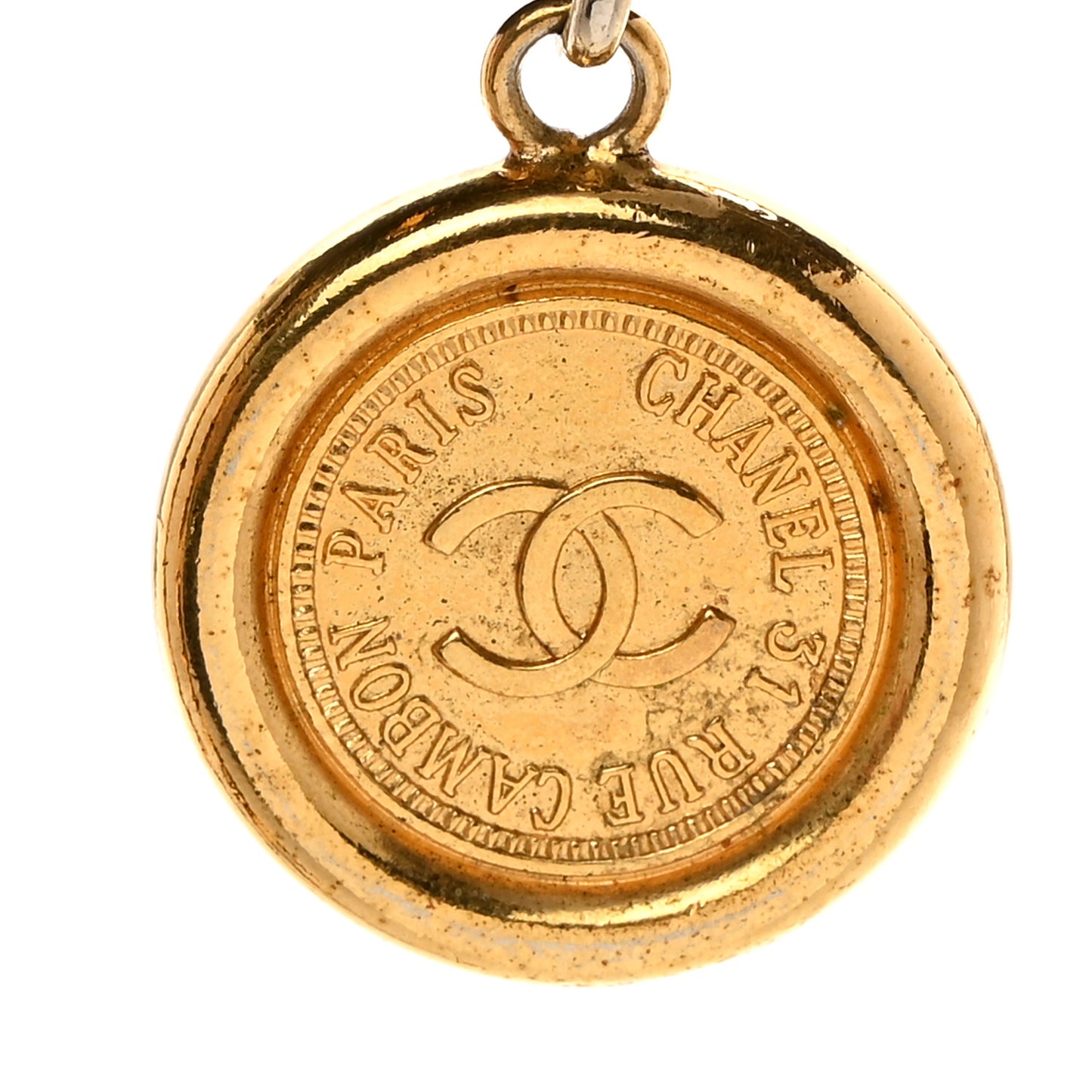 Lambskin Chain CC Medallion Belt Black Gold