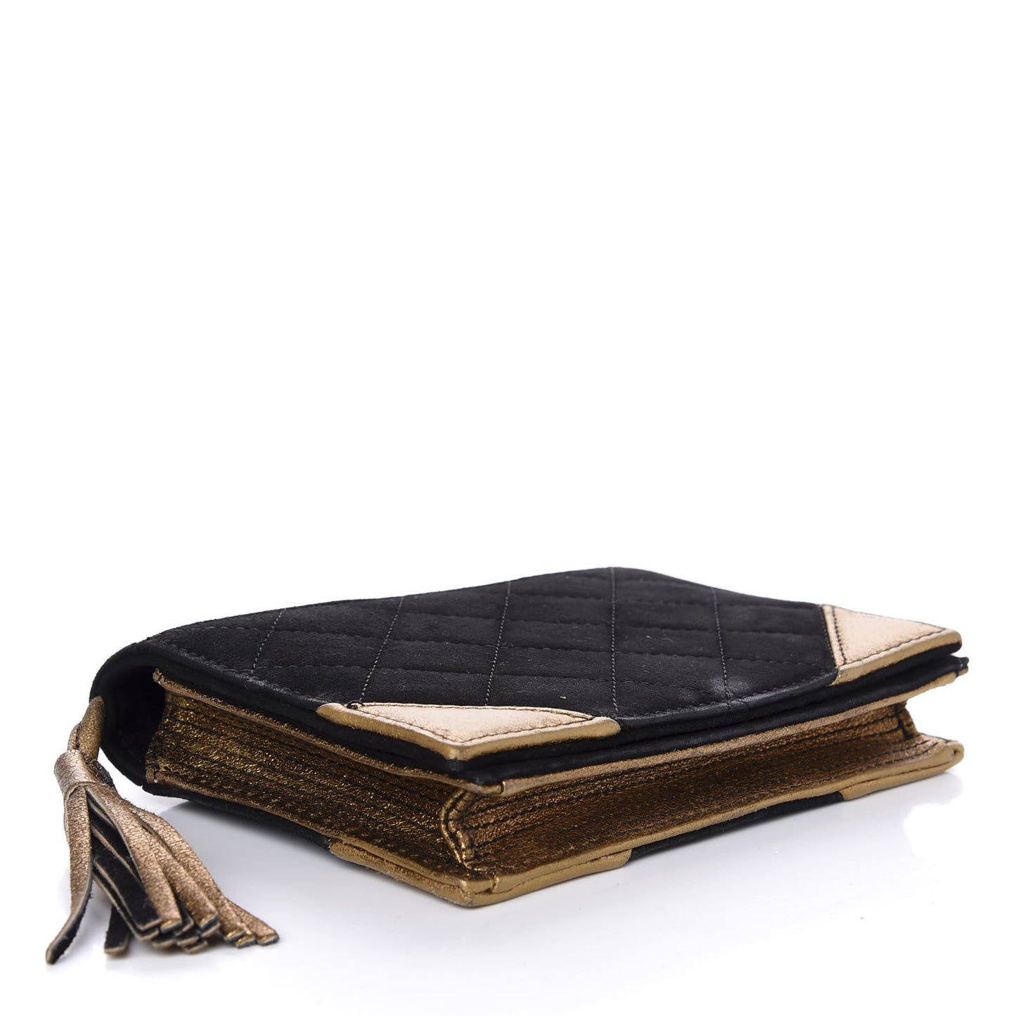 Suede Quilted Bible Book CC Clutch Black