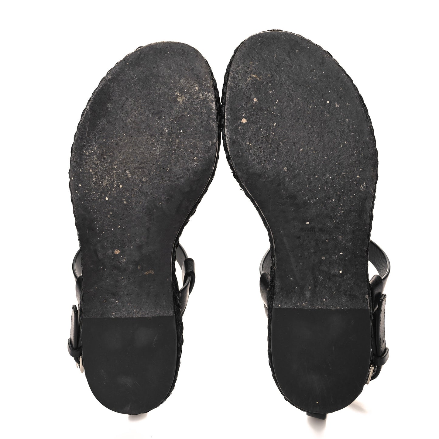 Calfskin Raffia Cassandra Monogram Sandals 37 Black