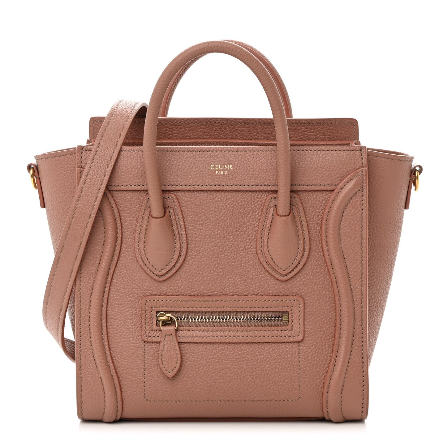 Drummed Calfskin Nano Luggage Antique Rose