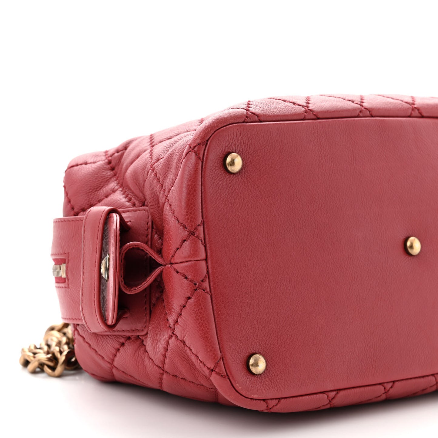 Calfskin Stitched Bowling Bag Red