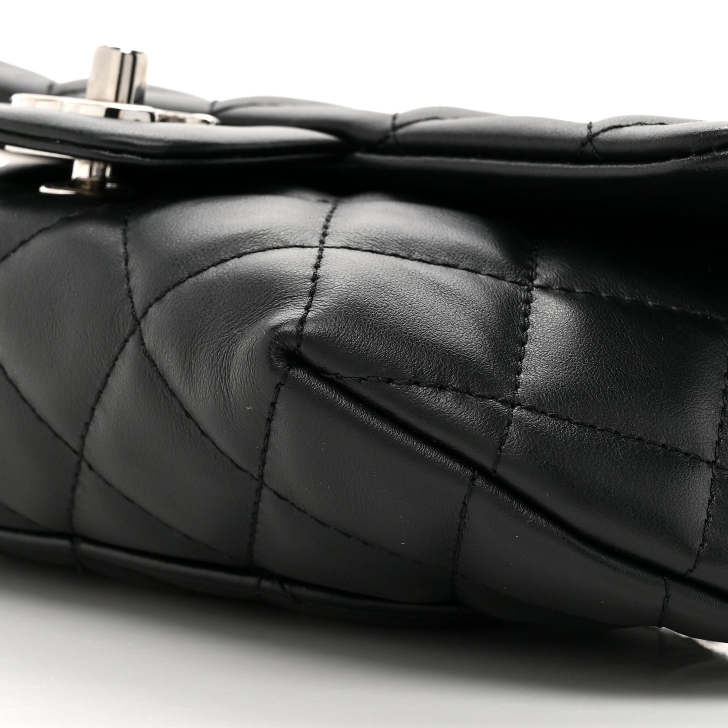 Calfskin Quilted CC Uniform Flap Belt Bag Black