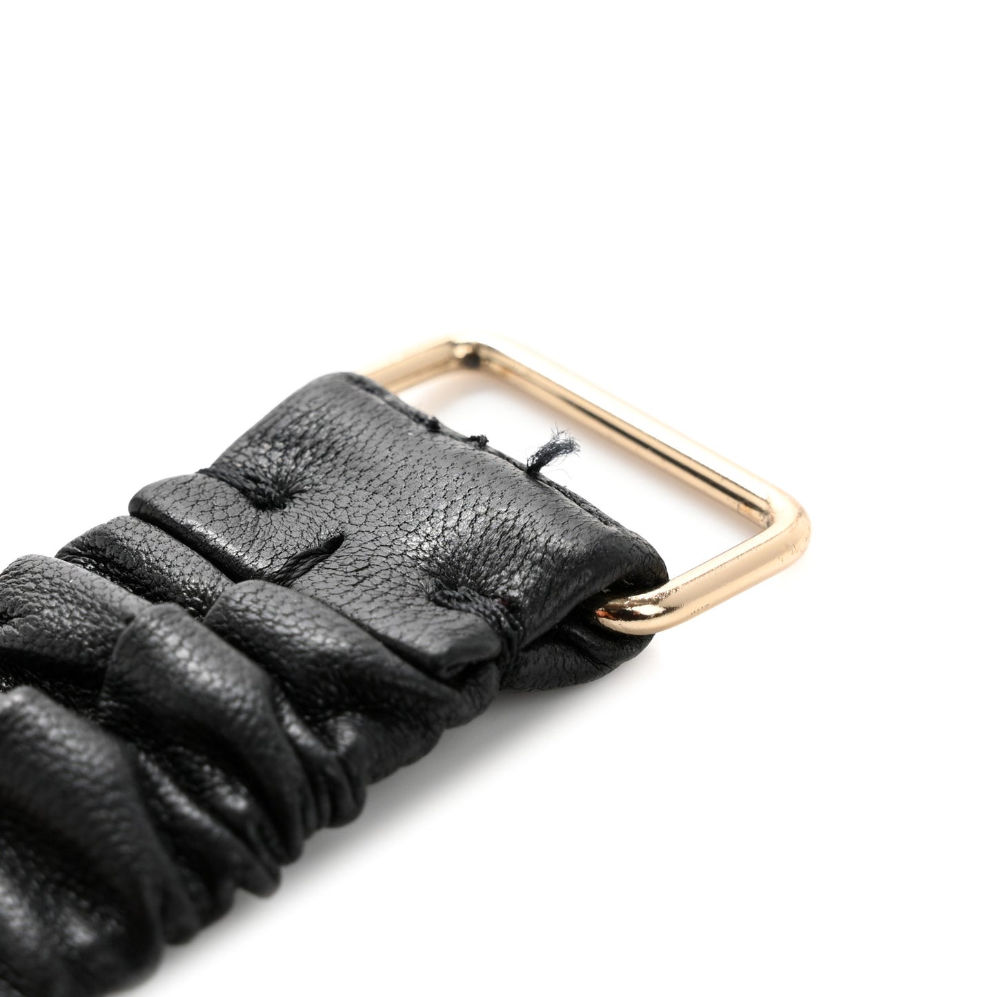 Lambskin Metal Ruched Chain CC Belt 75 30 Black White