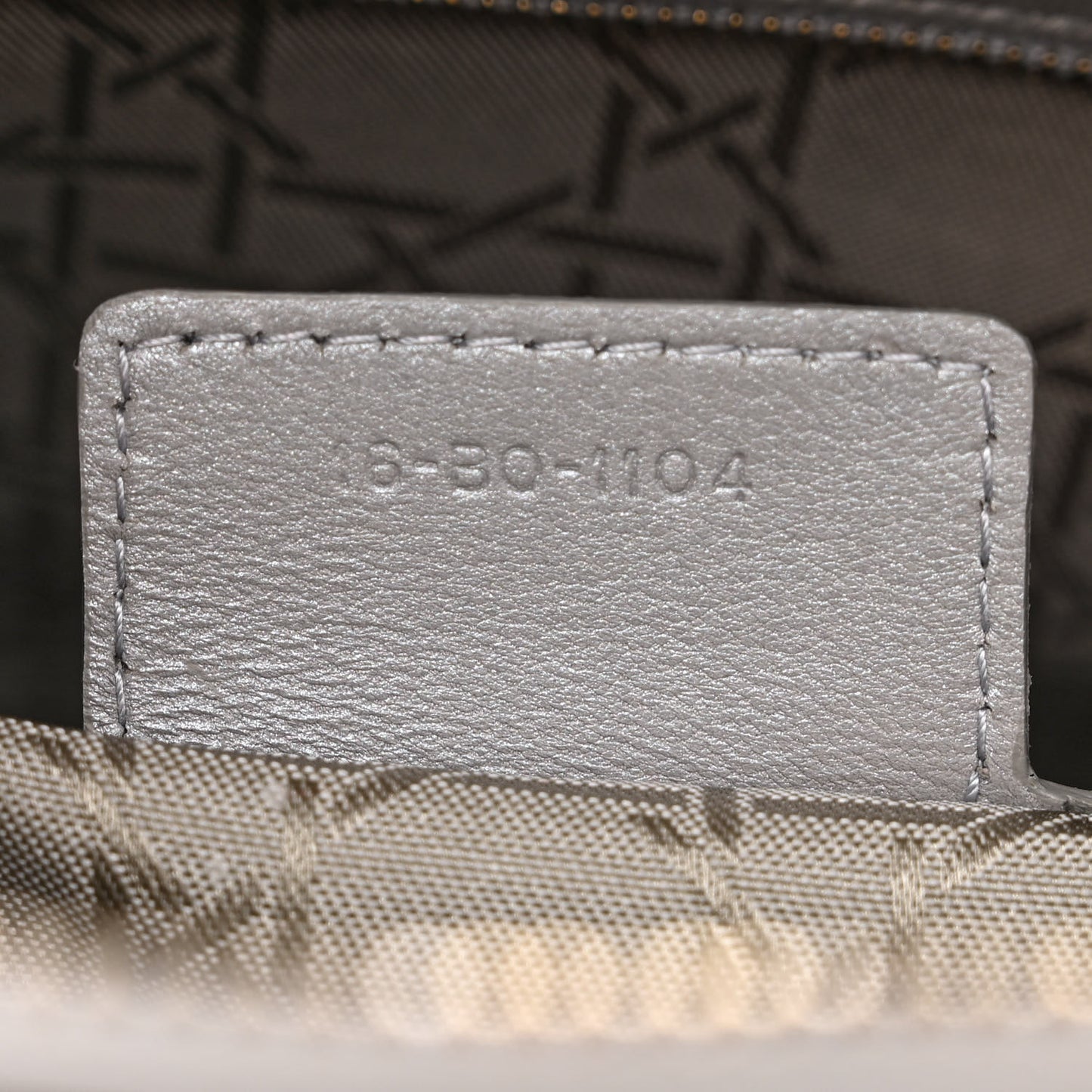 Metallic Lambskin Cannage Large Lady Dior Light Grey