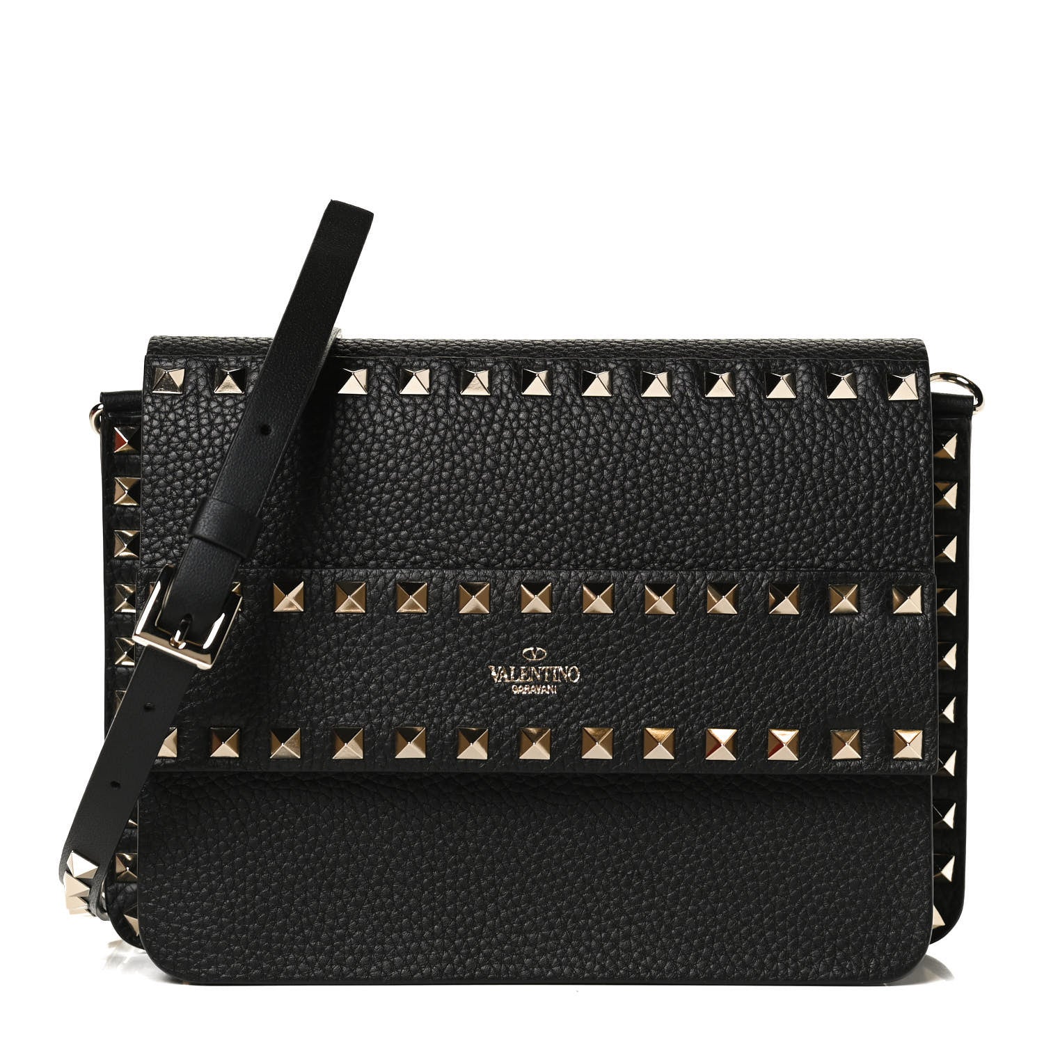 バッグ VALENTINO Valentino Garavani Pebbled Calfskin Rockstud Side Slip