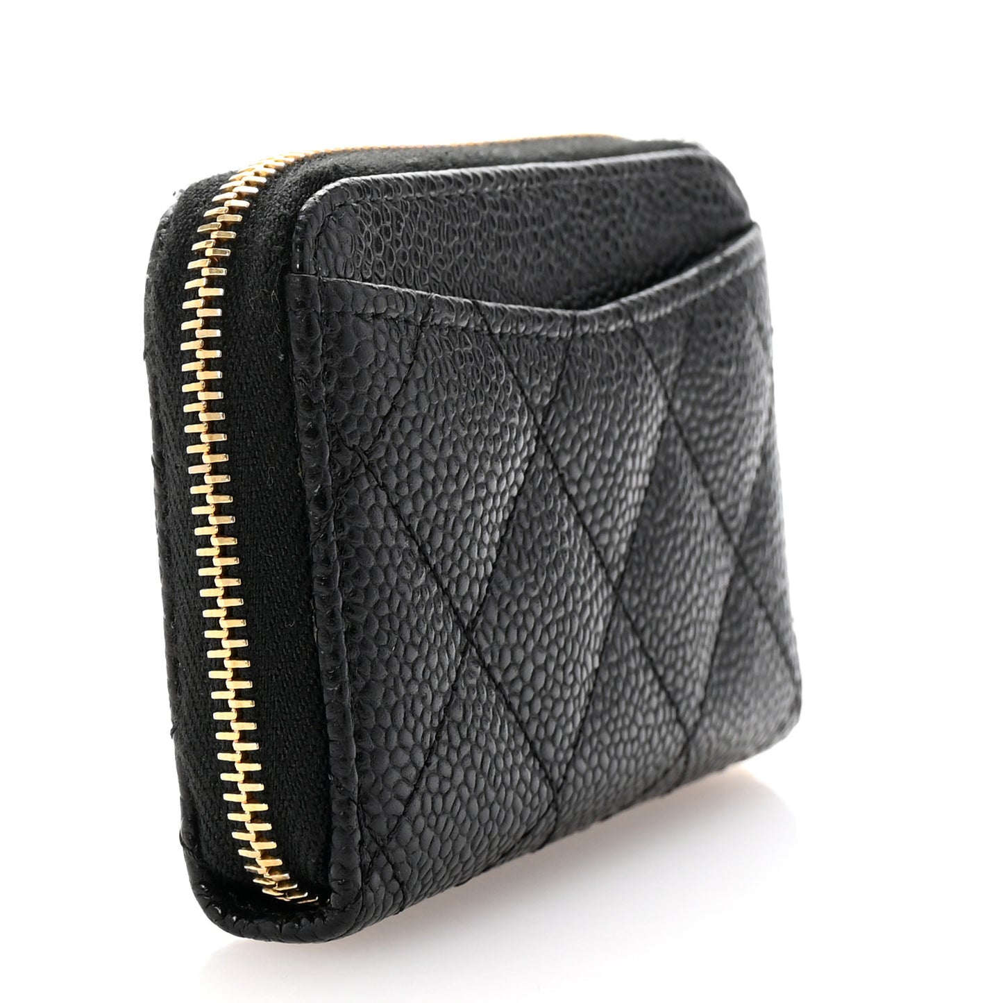 Caviar Quilted Zip Coin Purse Black