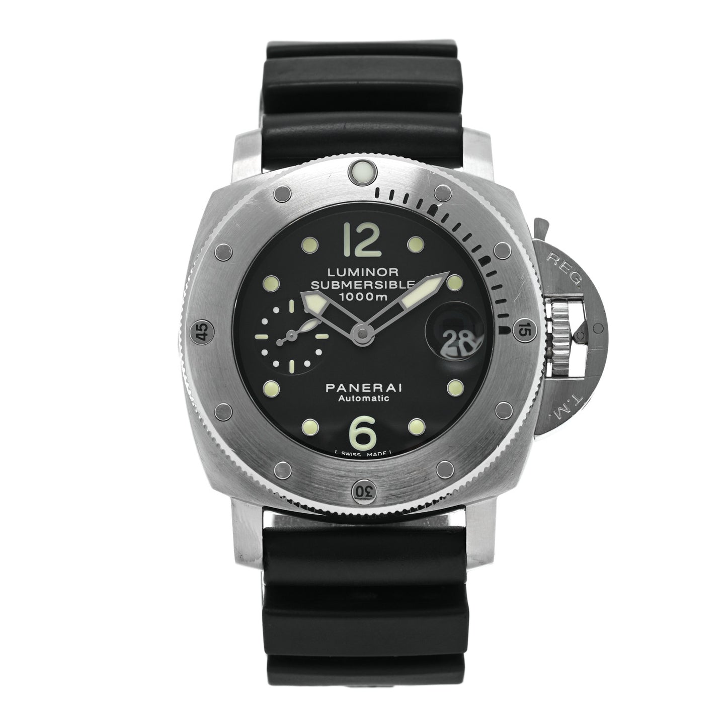 Stainless Steel Rubber 44mm Luminor 1950 Automatic Watch Black PAM00243