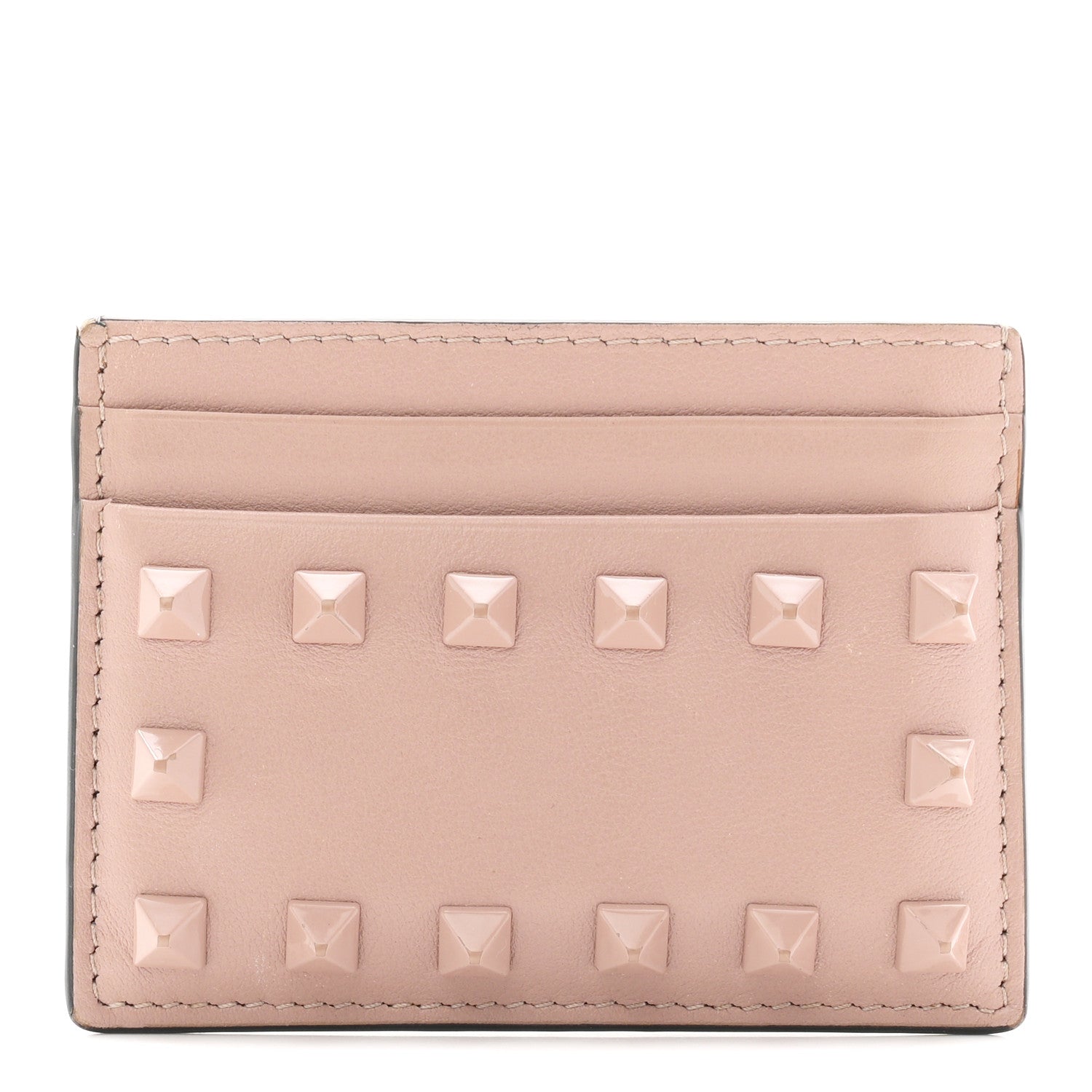 Valentino Garavani Vitello Rockstud Card Holder Poudre 1891478