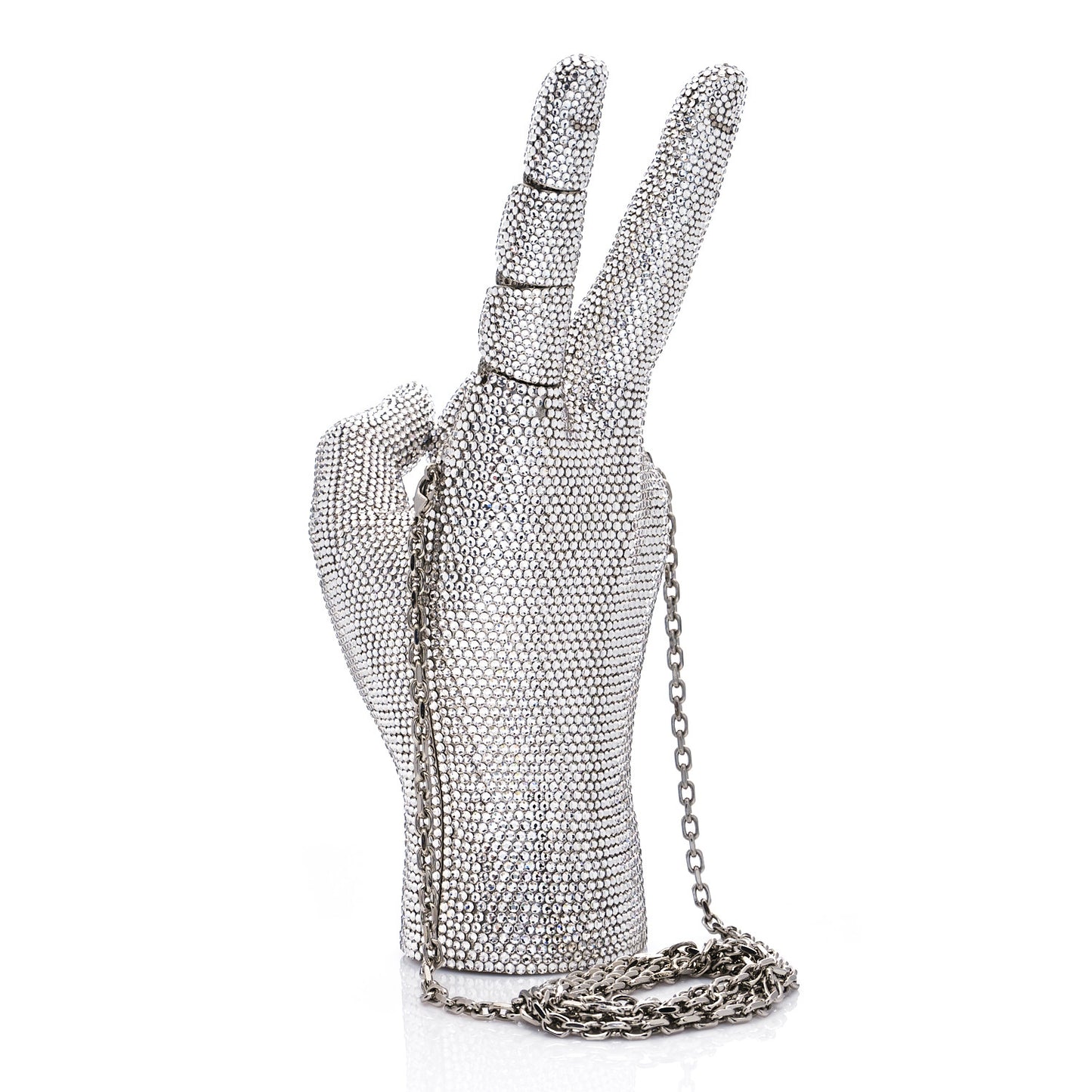 Swarovski Crystal War And Peace Minaudiere Clutch Silver