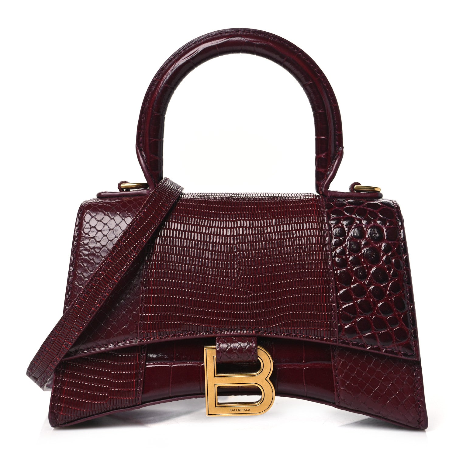 Balenciaga Calfskin Crocodile Lizard Embossed XS Patchwork