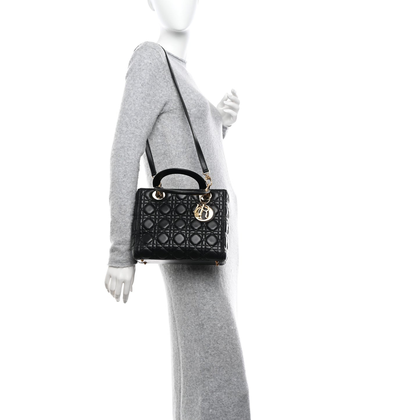 Lambskin Cannage Medium Lady Dior Black