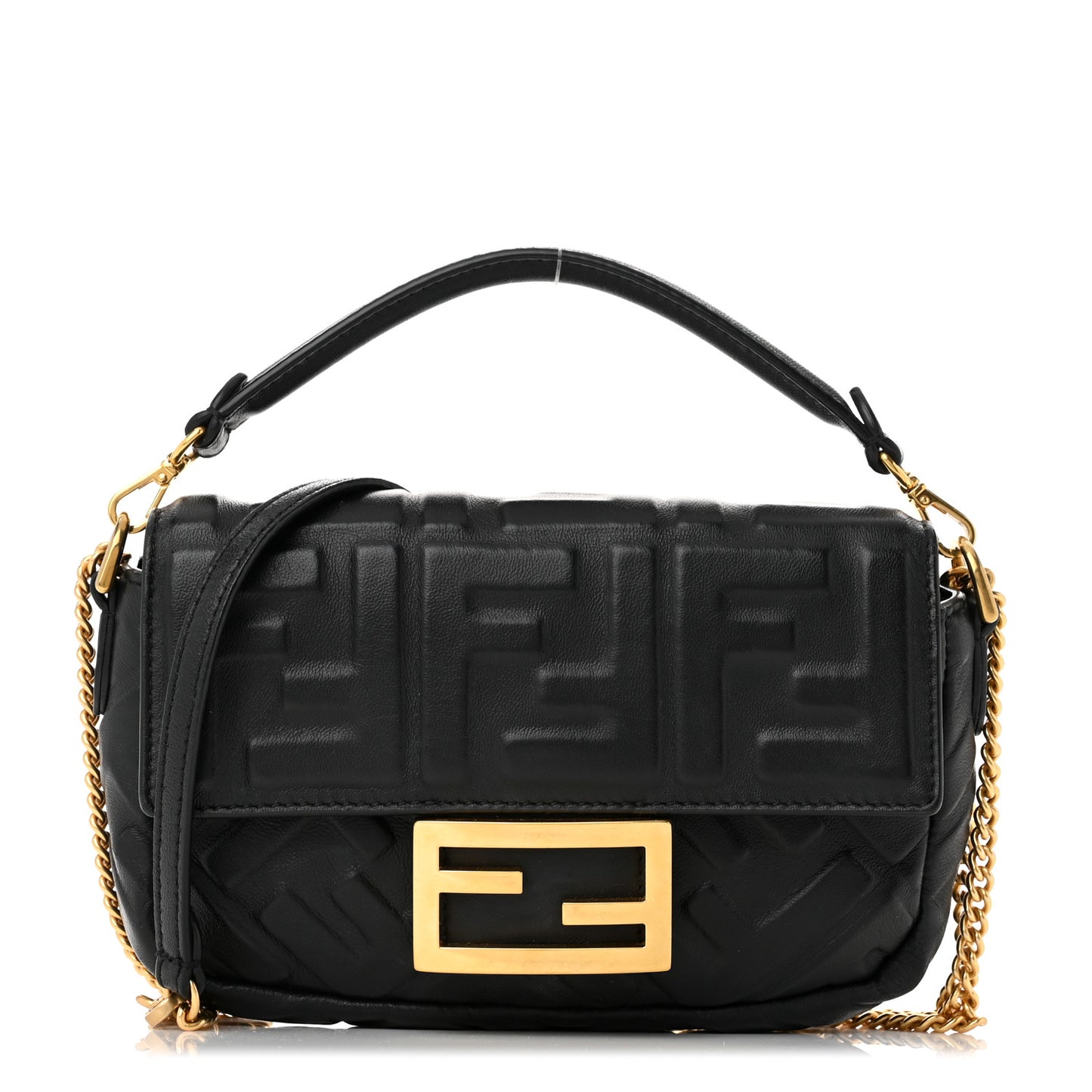 Nappa FF 1974 Embossed Mini Baguette Black