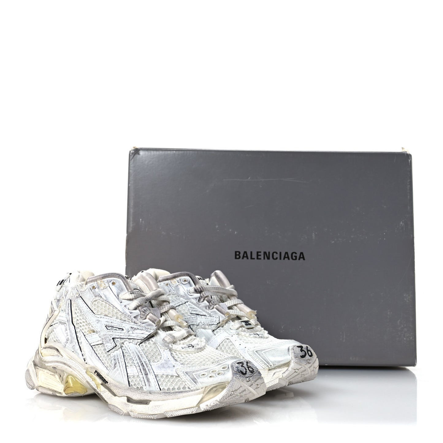Mesh Rubber Monocolor Womens Runner Sneakers 36 White