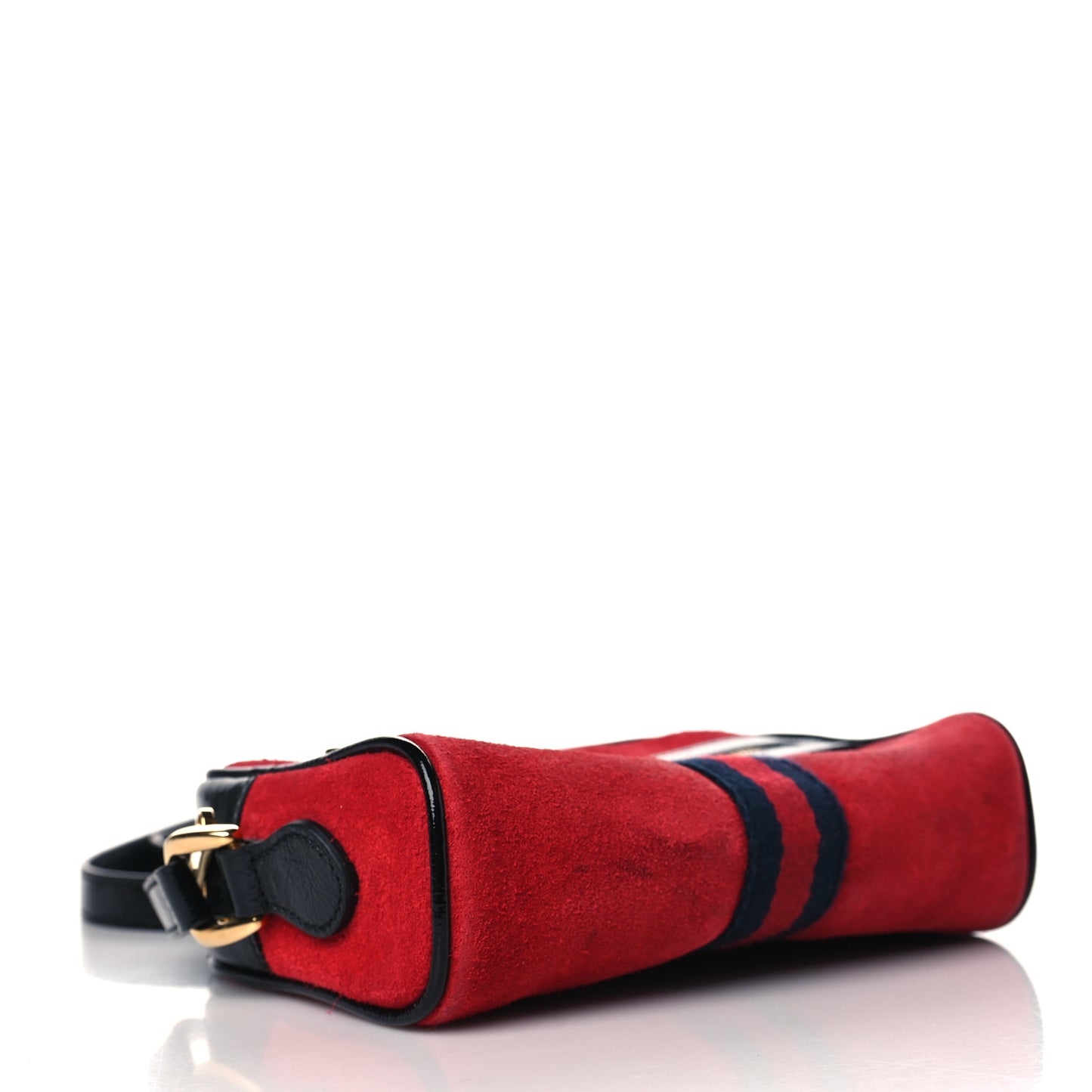 Suede Patent Web Mini Ophidia Shoulder Bag Red