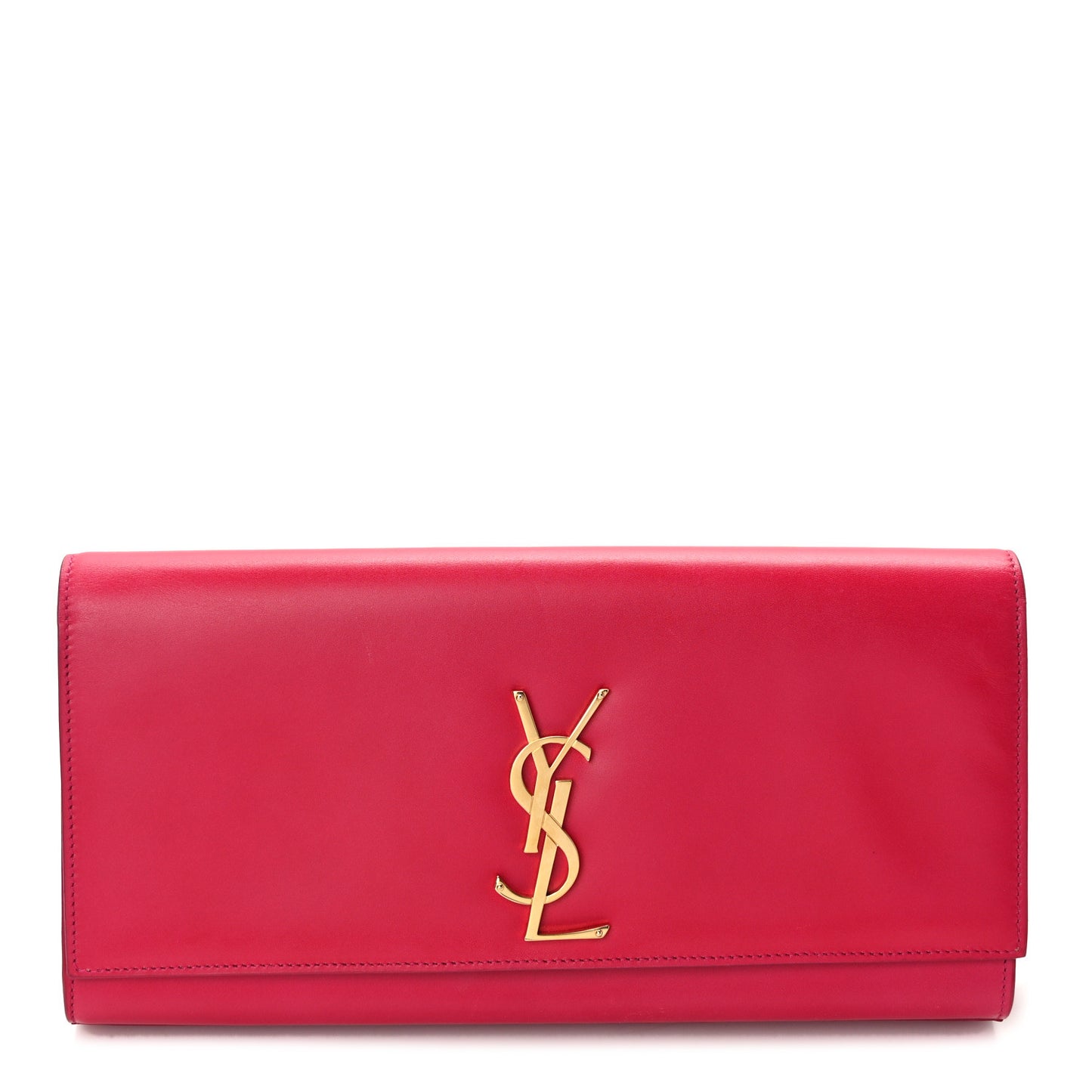 SAINT LAURENT Smooth Calfskin Classic Monogram Cassandre Clutch Lipstick Fuchsia