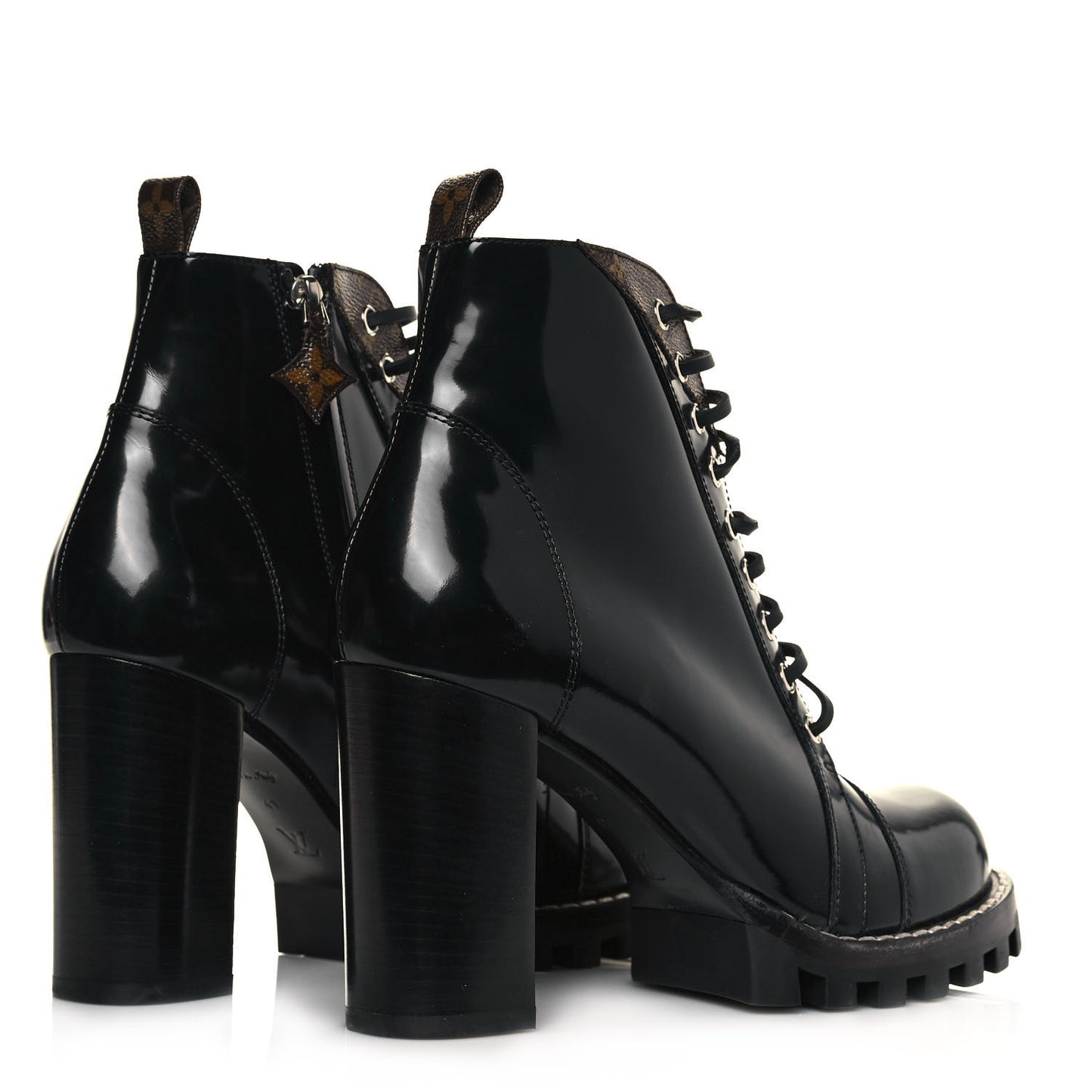 Patent Calfskin Monogram Star Trail Ankle Boots 41 Black
