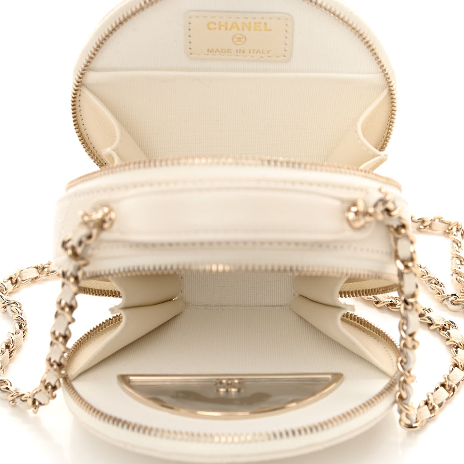 Chanel Caviar Quilted Round Handle With Care Vanity With Chain White 5 of 11