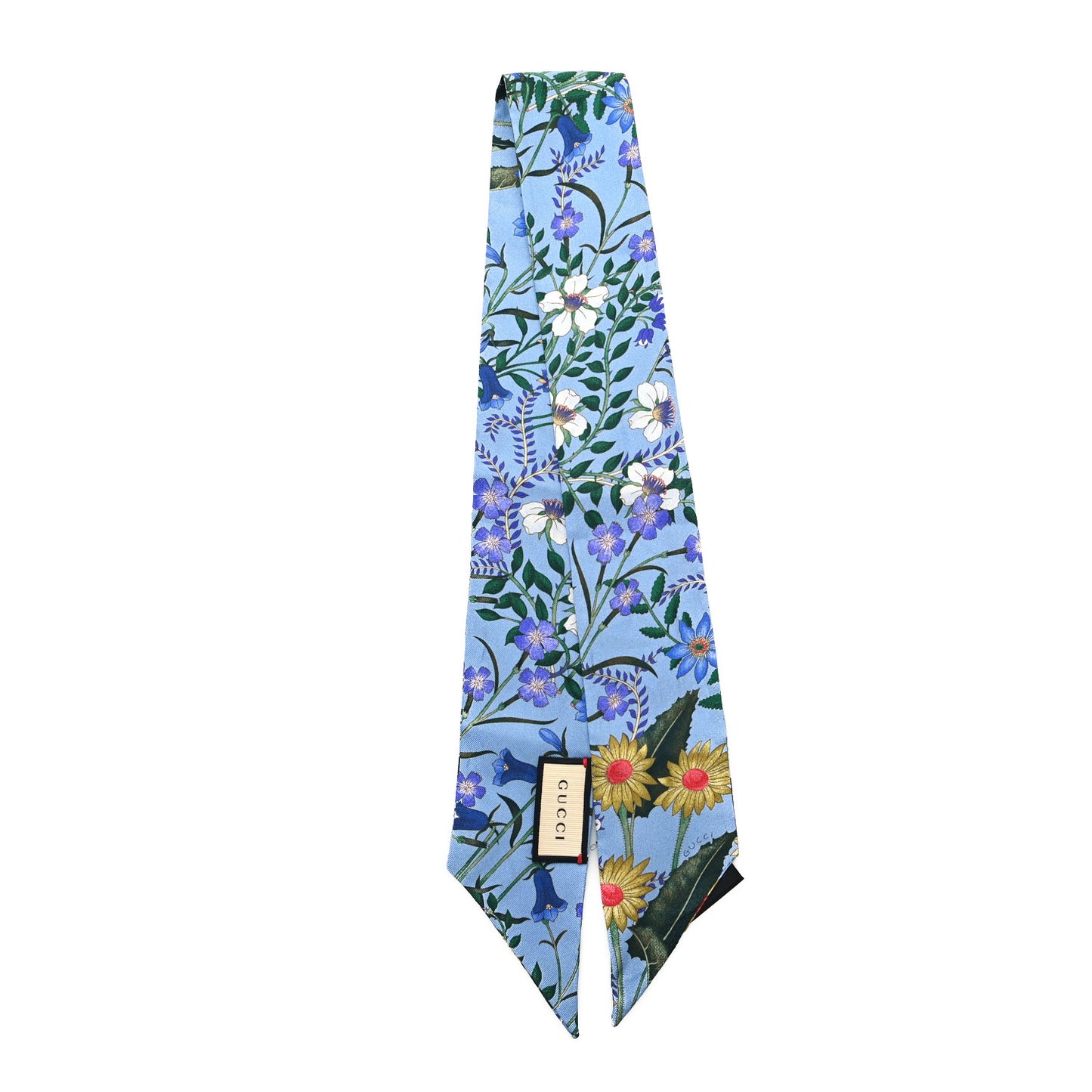 Silk Twill Newflora Neck Bow Scarf Bluette