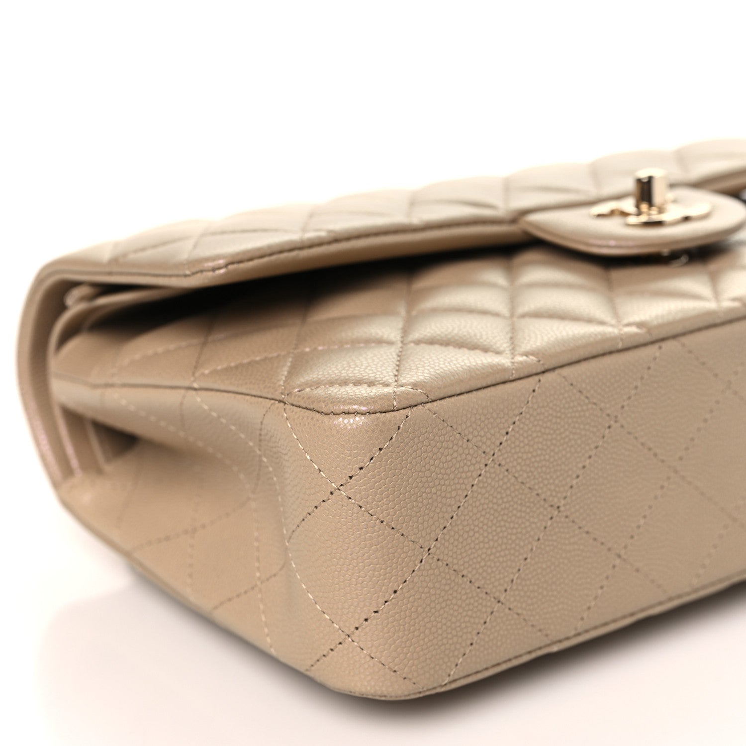 Chanel Iridescent Caviar Quilted Medium Double Flap Dark Beige 8 of 10