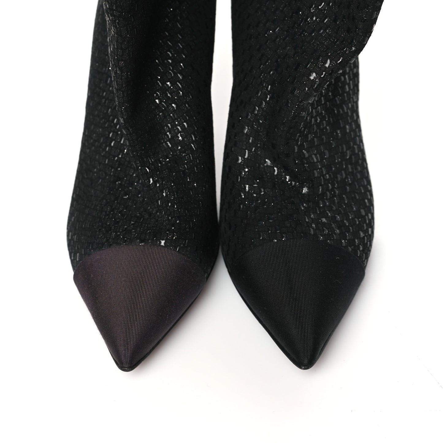 Fan Goatskin Grosgrain Gabrielle Cap Toe Short Boots 37 Black