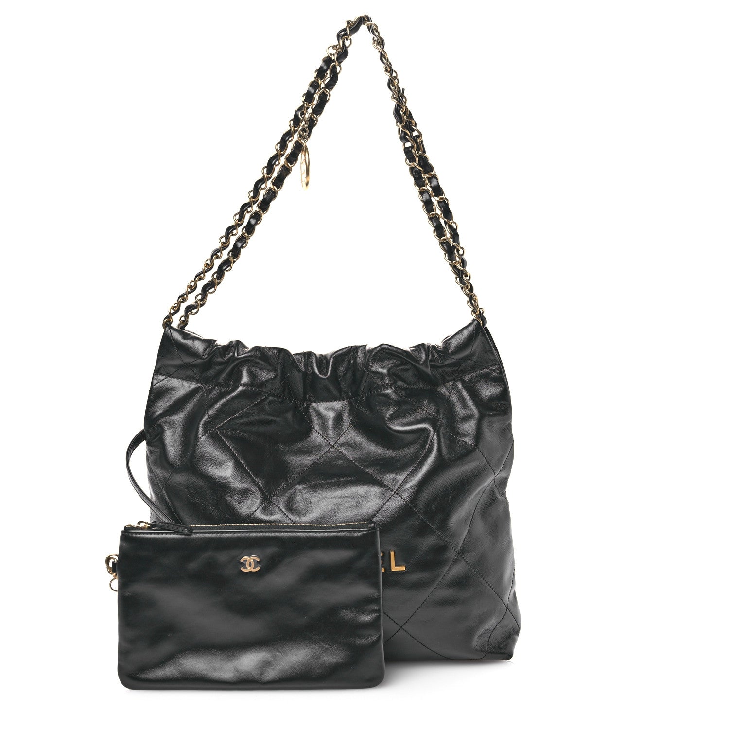 Chanel Shiny Calfskin Quilted Small Chanel 22 Black 3 of 12