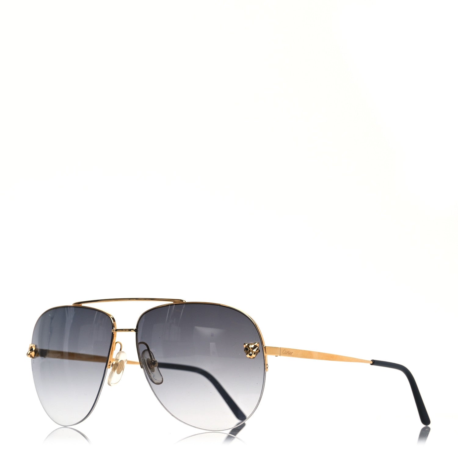 Cartier Santos de Cartier Aviator Sunglasses CT0065S Gold Black 1 of 8