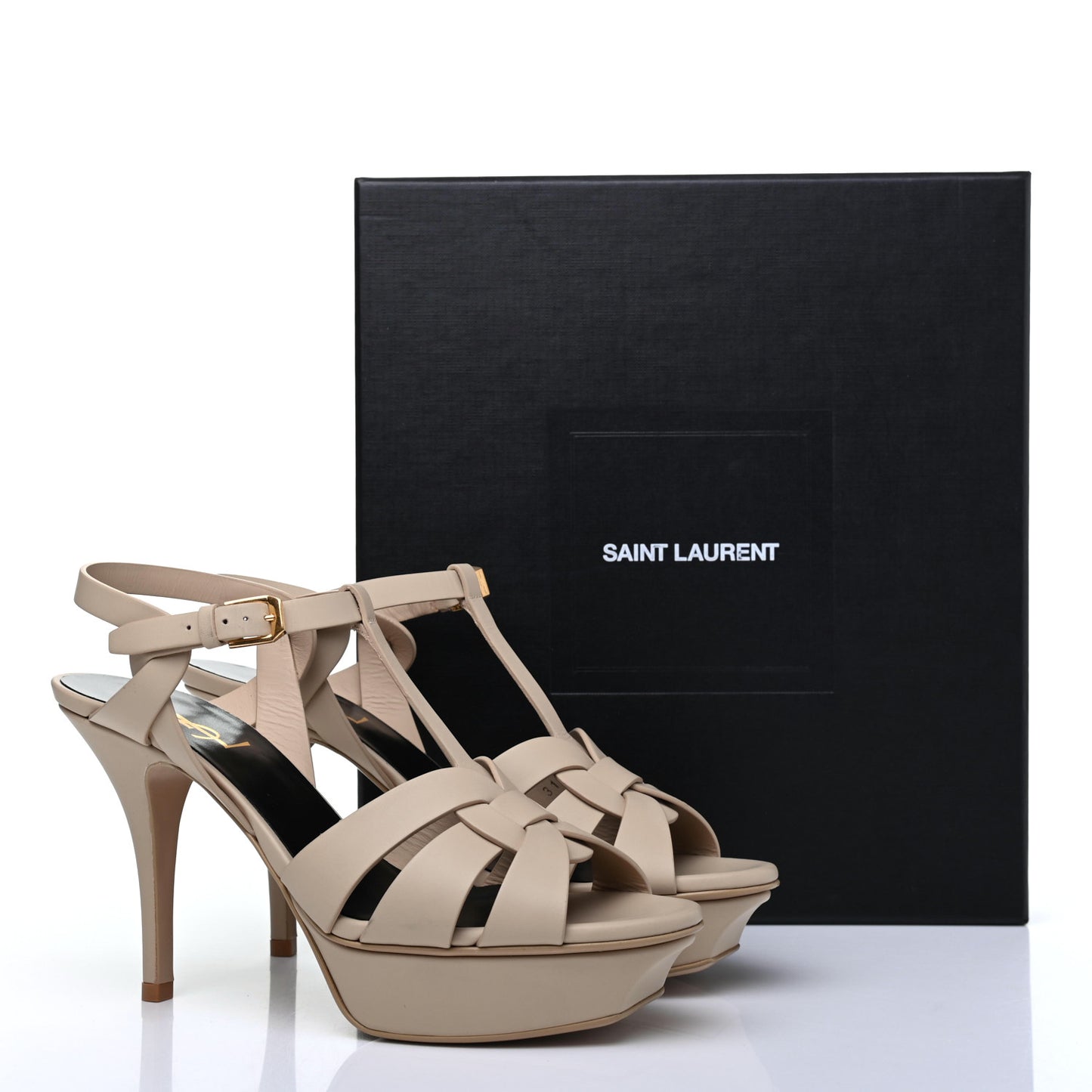 Calfskin Tribute 75 Platform Sandals 38 Nude Powder