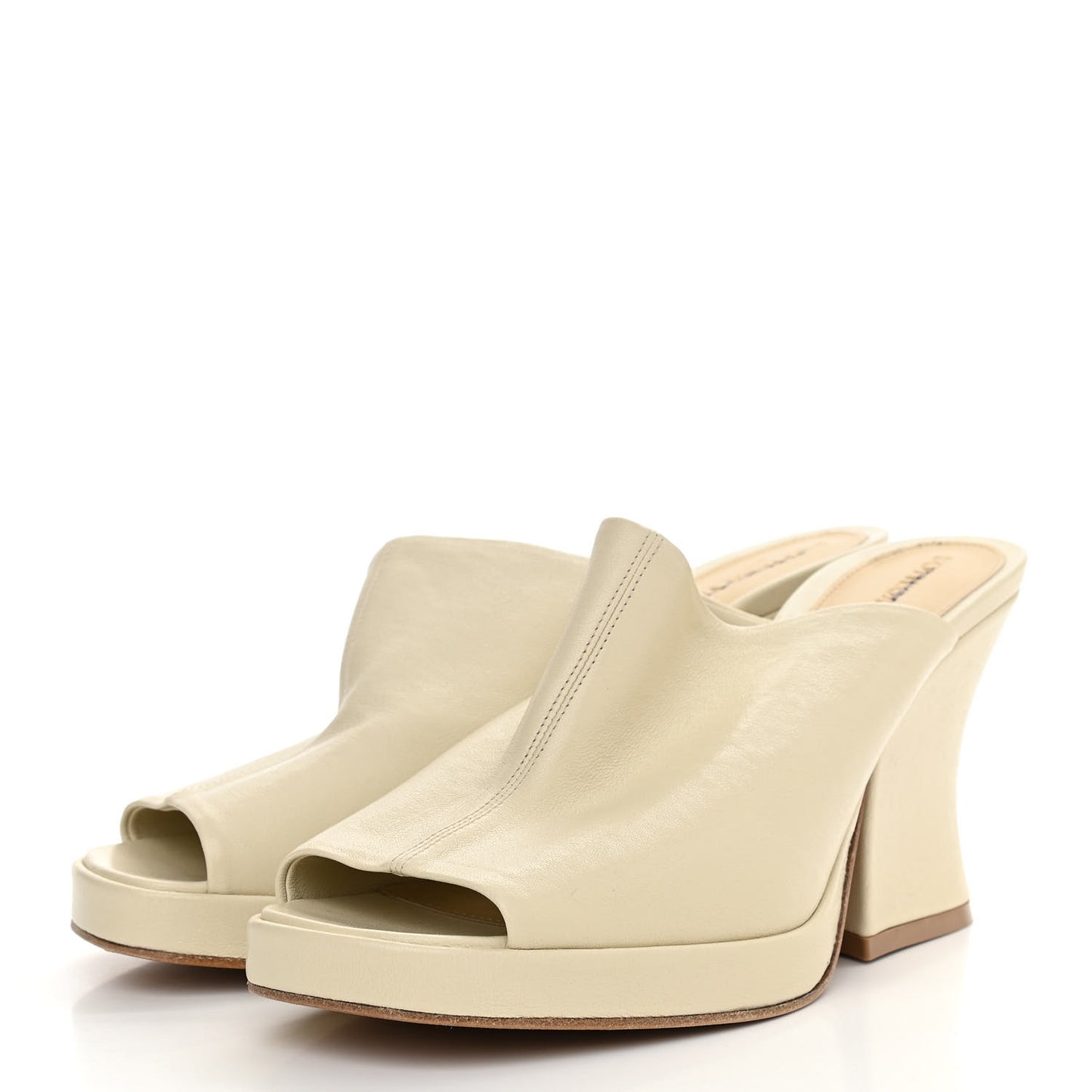Nappa Stack Mule Sandals 38.5 Sea Salt