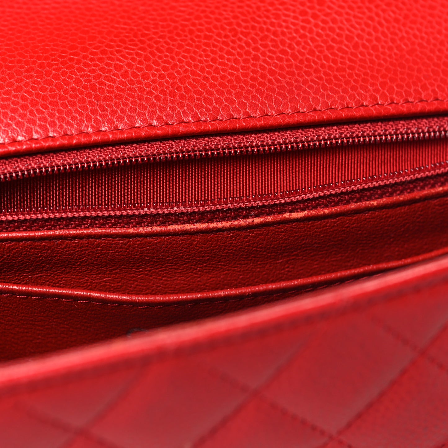 Caviar Quilted Mini Rectangular Flap Red